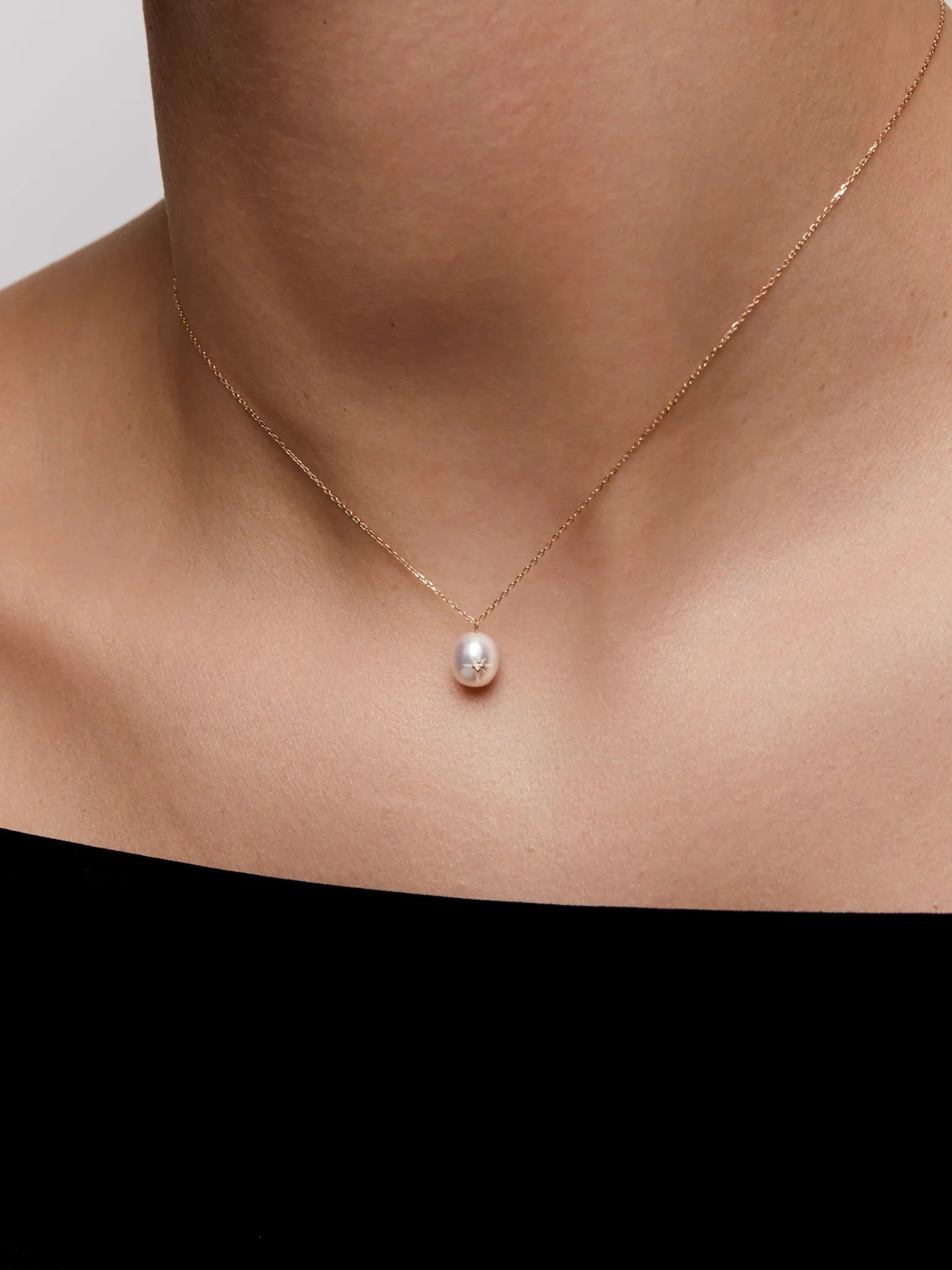 14kt Diamond Studded Baroque Pearl Necklace — фото 2