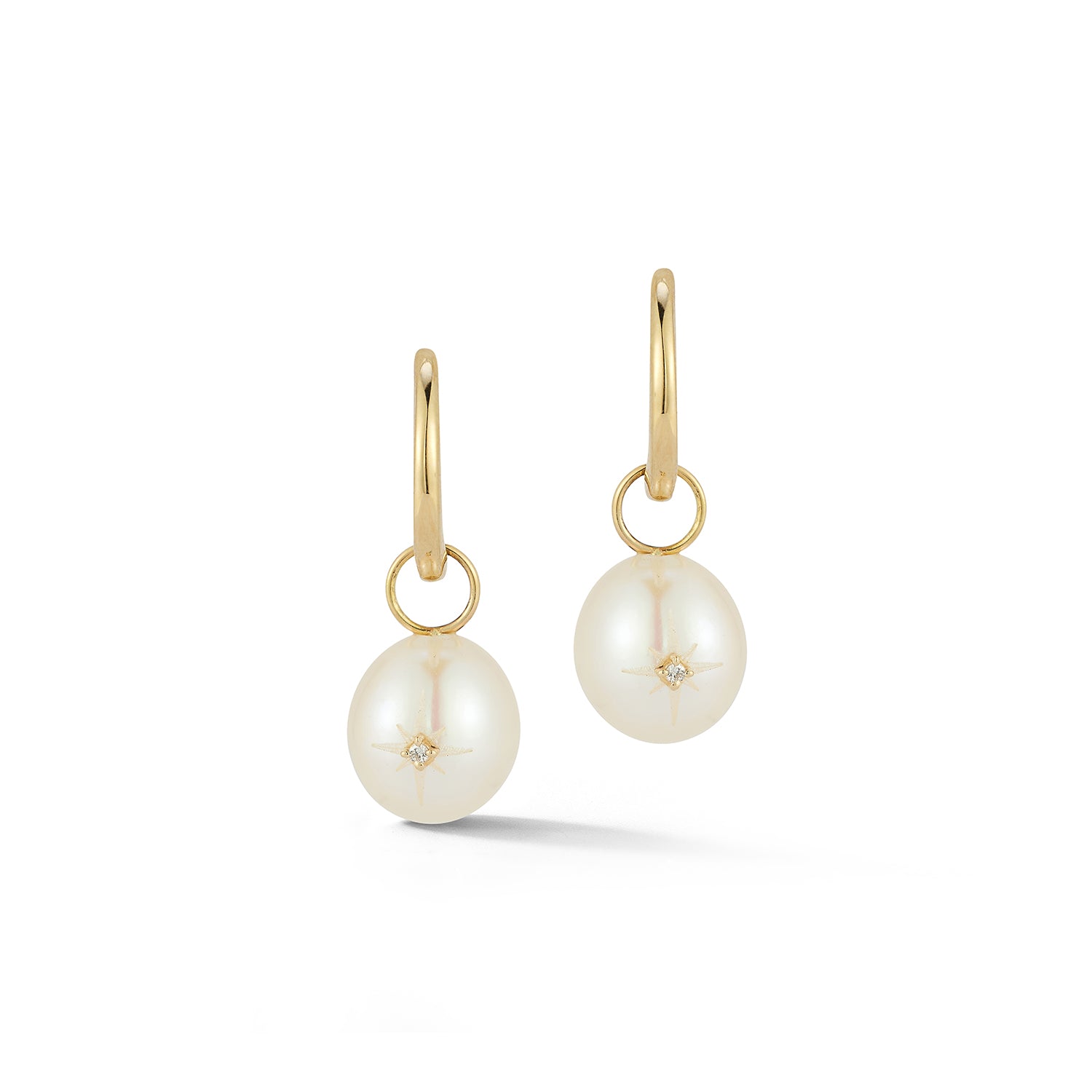 14kt Diamond Studded Baroque Pearl Drop Earrings