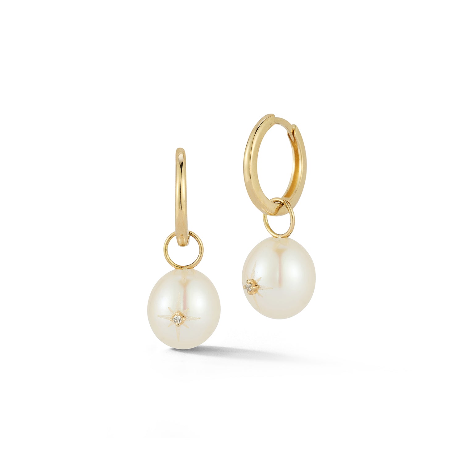 14kt Diamond Studded Baroque Pearl Drop Earrings — фото 4