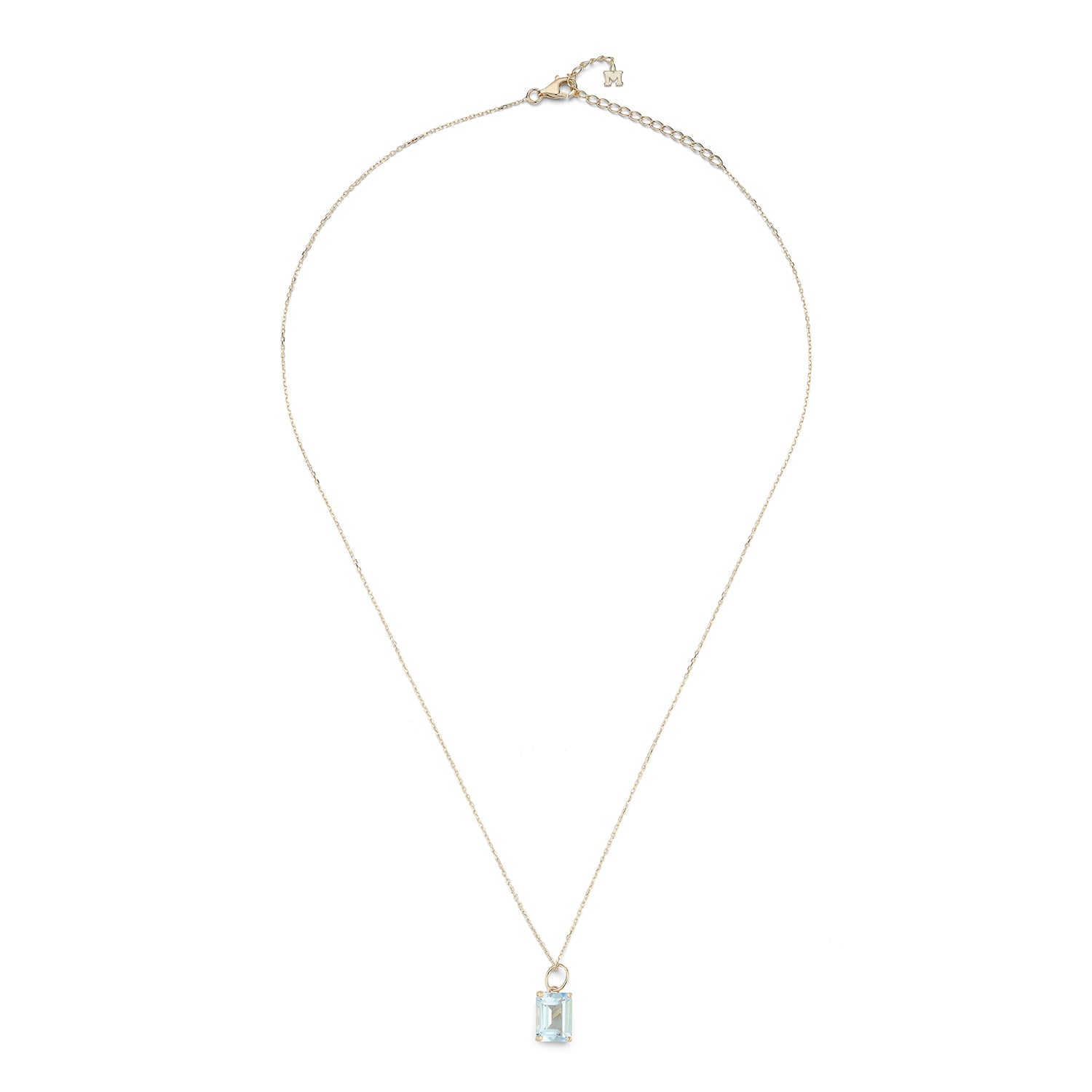 14kt Emerald Cut Blue Topaz Necklace — фото 3