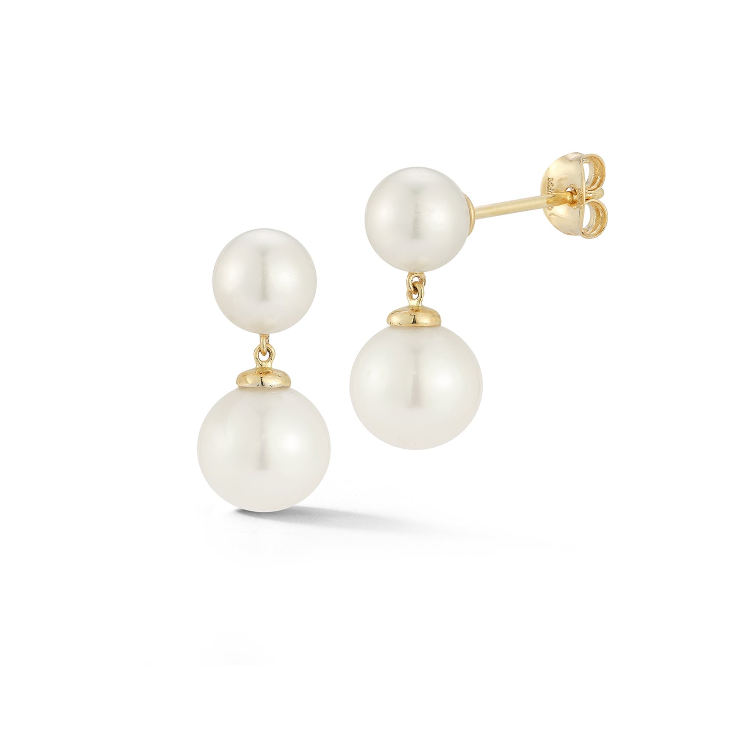 14kt Duo Pearl Dot Drop Earrings — фото 3
