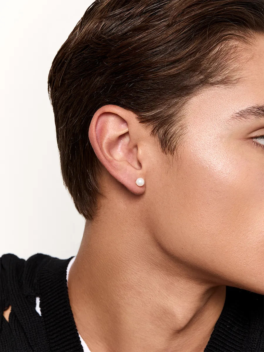 14kt Men's 6mm Pearl Stud — фото 2