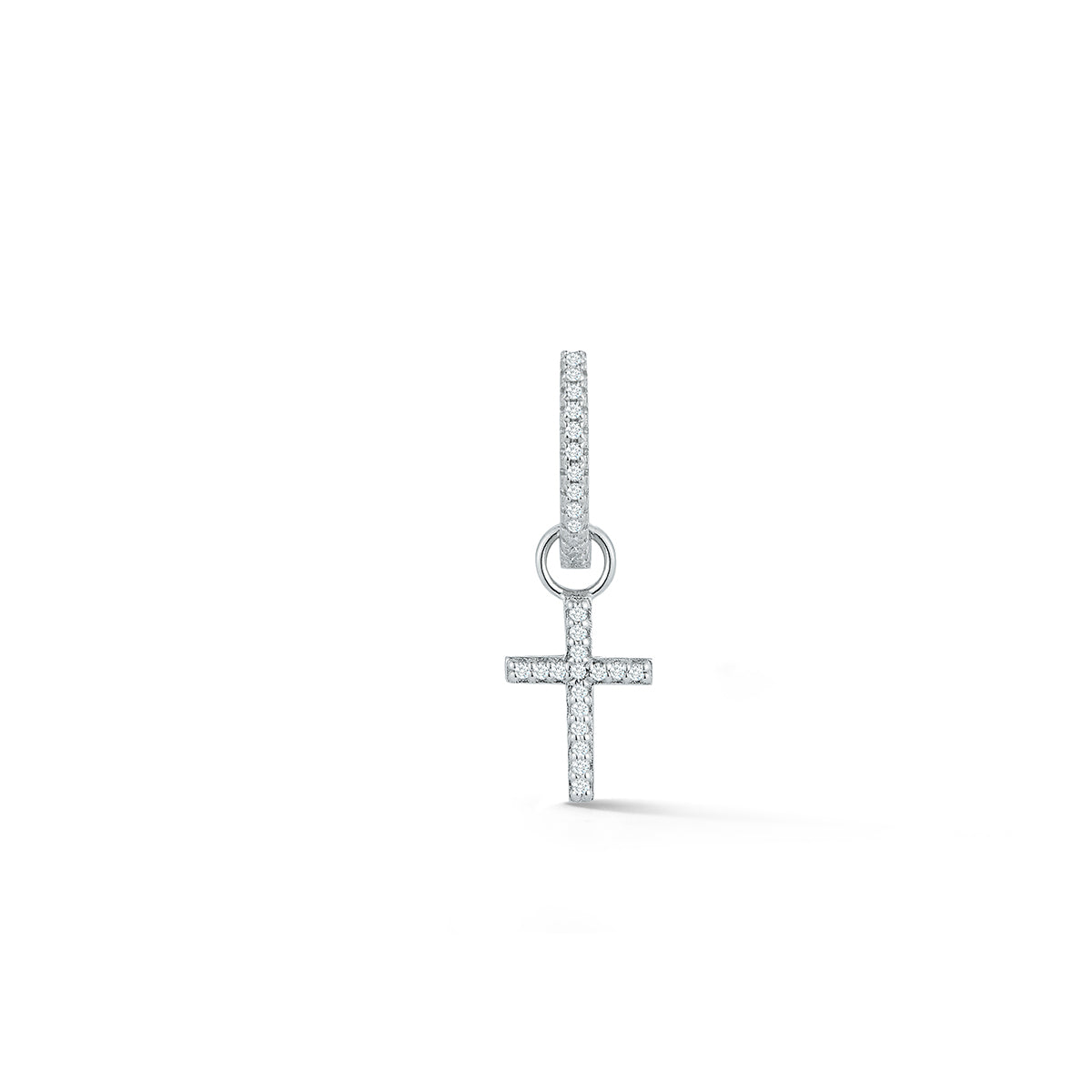 14kt Men's Single Diamond Huggie With Detachable Cross — фото 4
