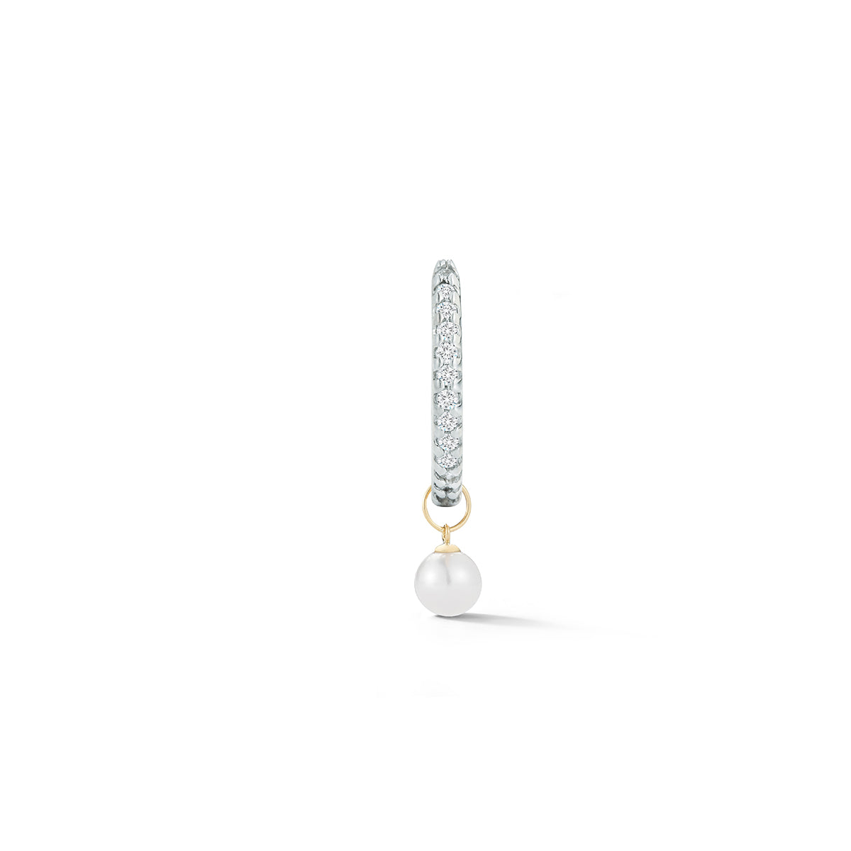 14kt Men's Single Diamond Huggie with Detachable Pearl Drop — фото 5