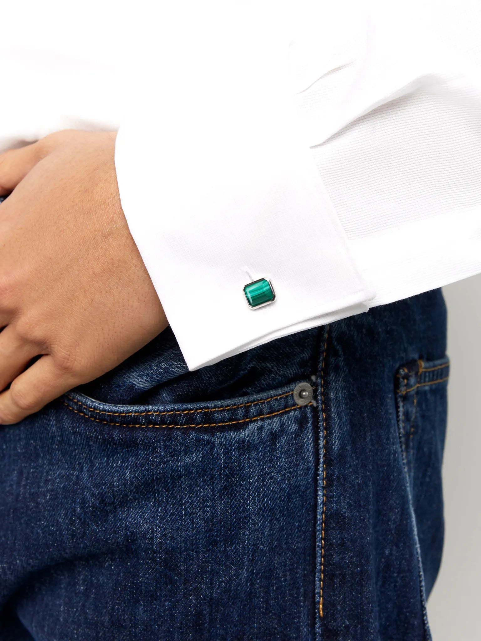 Emerald Cut Malachite Cufflinks — фото 4