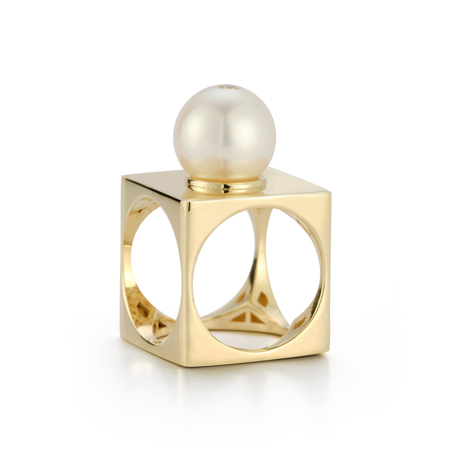 14kt Pearl Cube Ring — фото 3