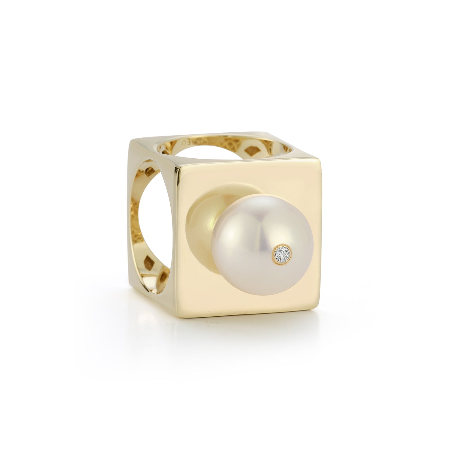 14kt Pearl Cube Ring — фото 4