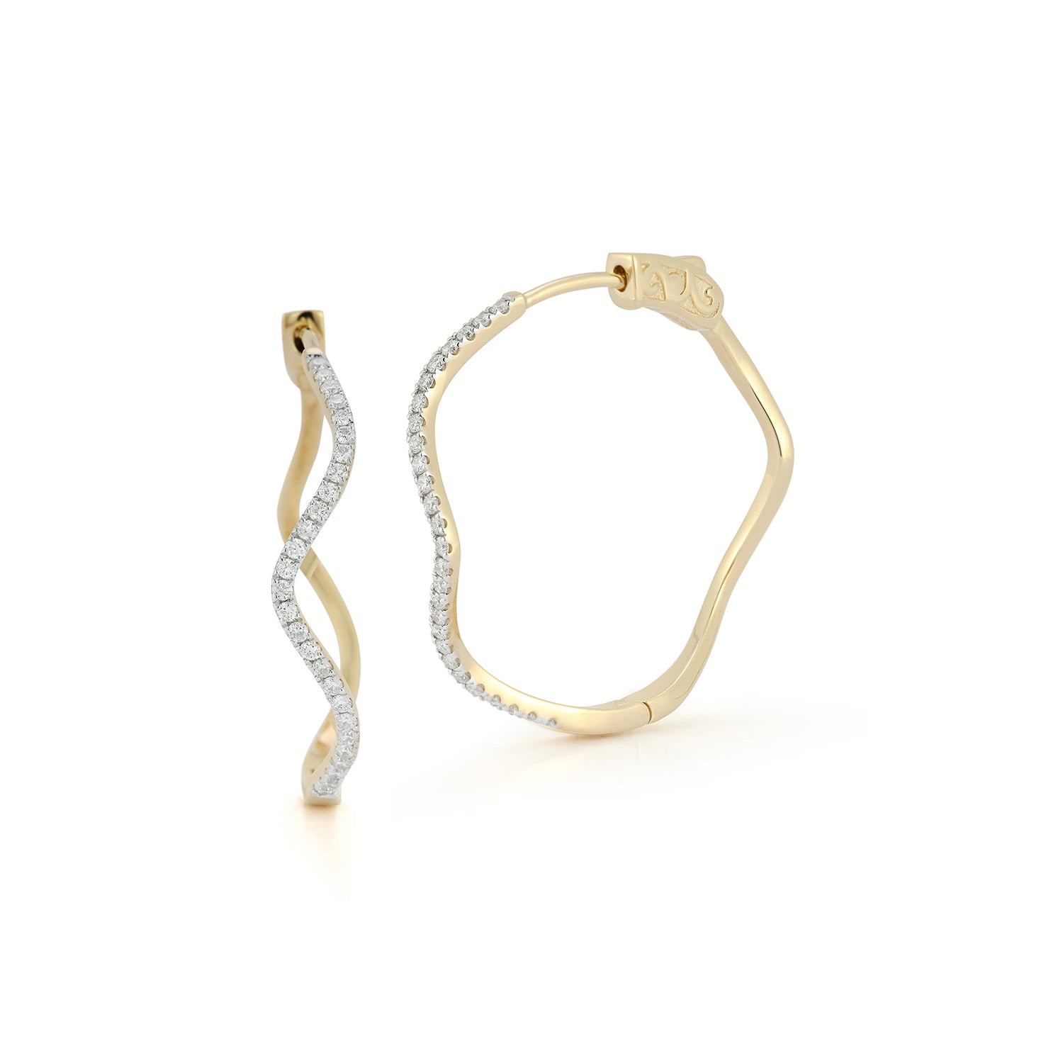 14kt Large Diamond Wave Hoops — фото 3