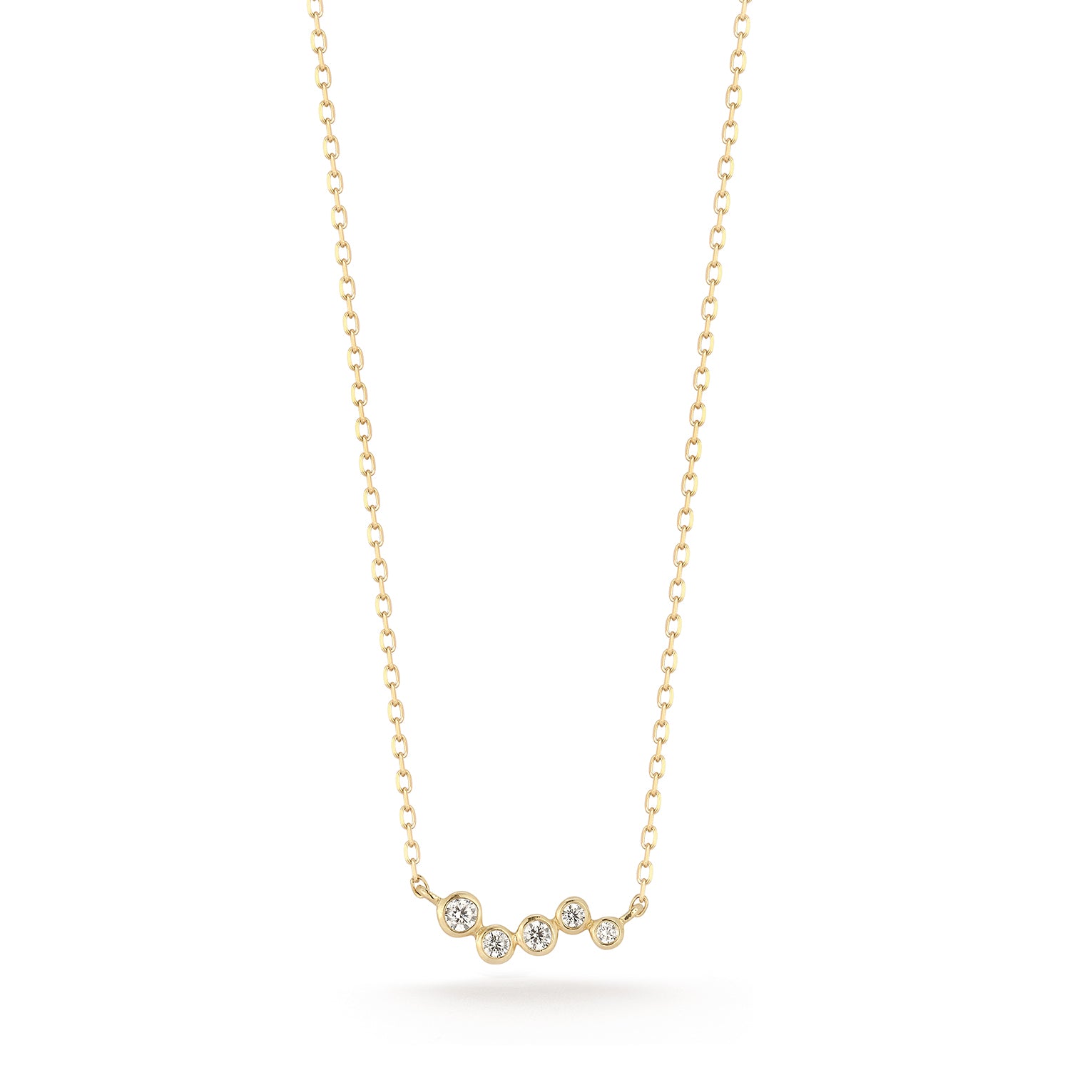 14kt Mini Diamond Bezel Wave Diamond Necklace