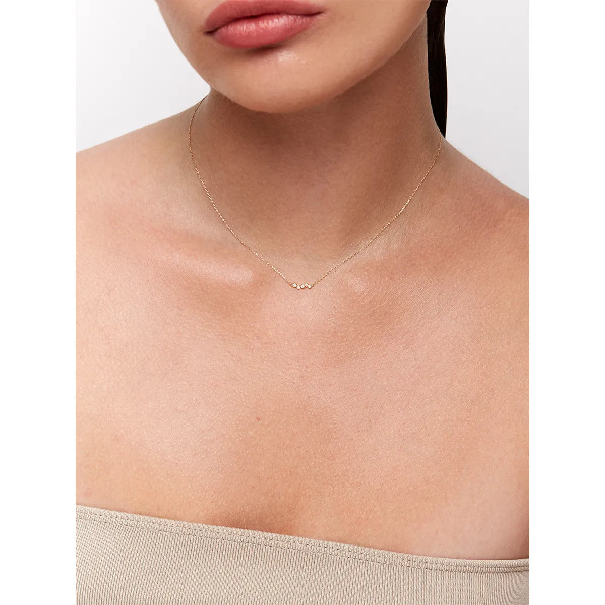 14kt Mini Diamond Bezel Wave Diamond Necklace — фото 2