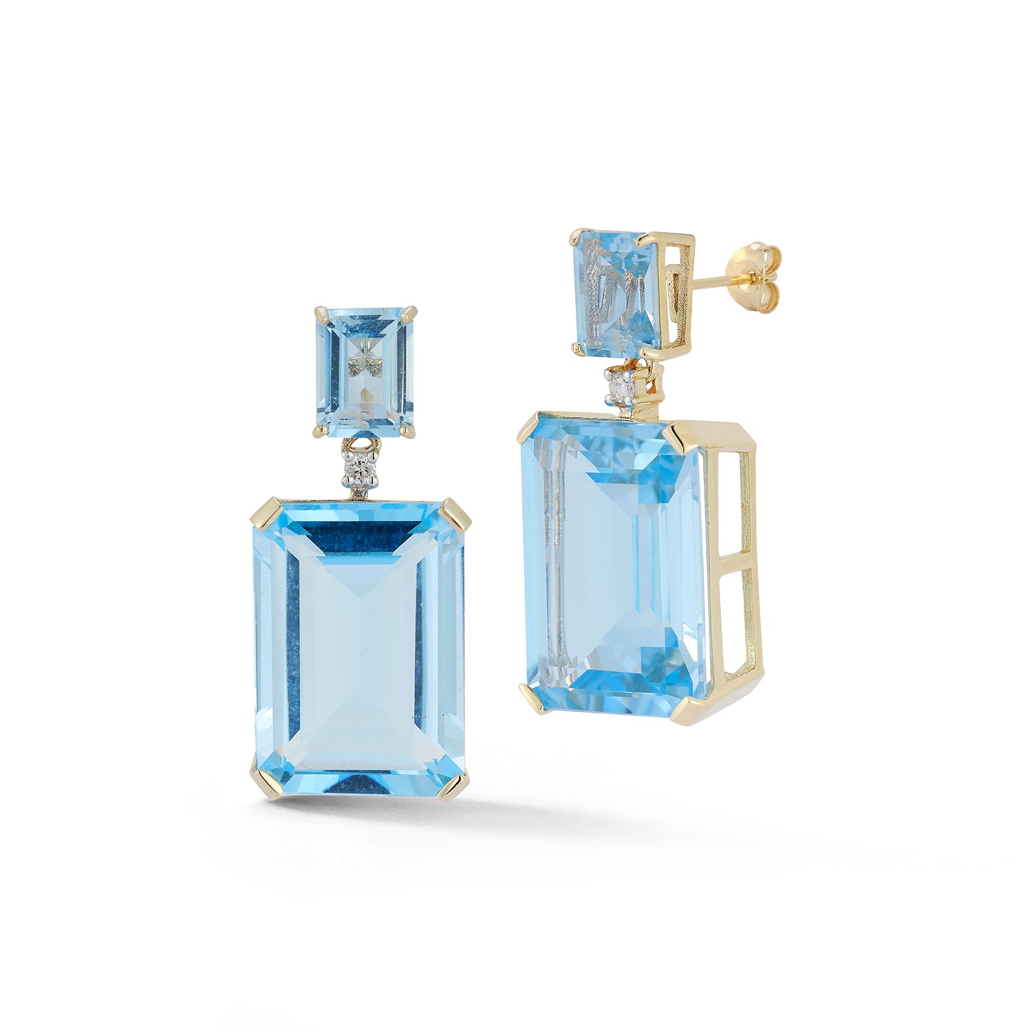 14kt Blue Topaz Frame Earrings