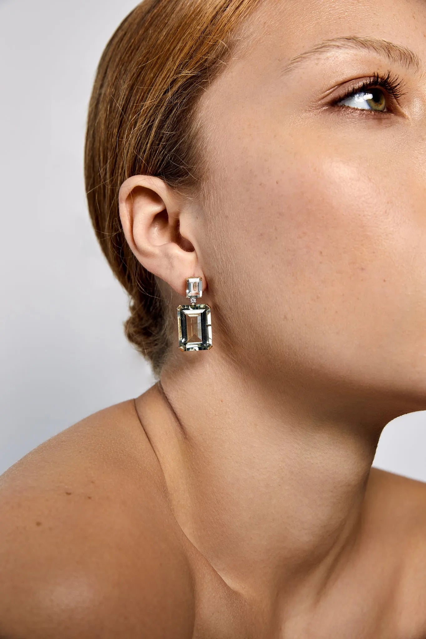 14kt Green Amethyst Frame Earrings — фото 2