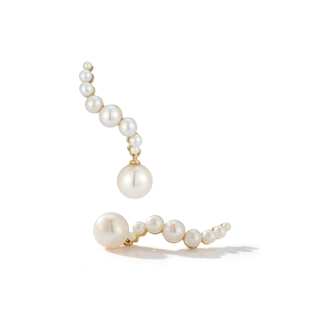 14kt Pearl Curve Drop Earrings — фото 4
