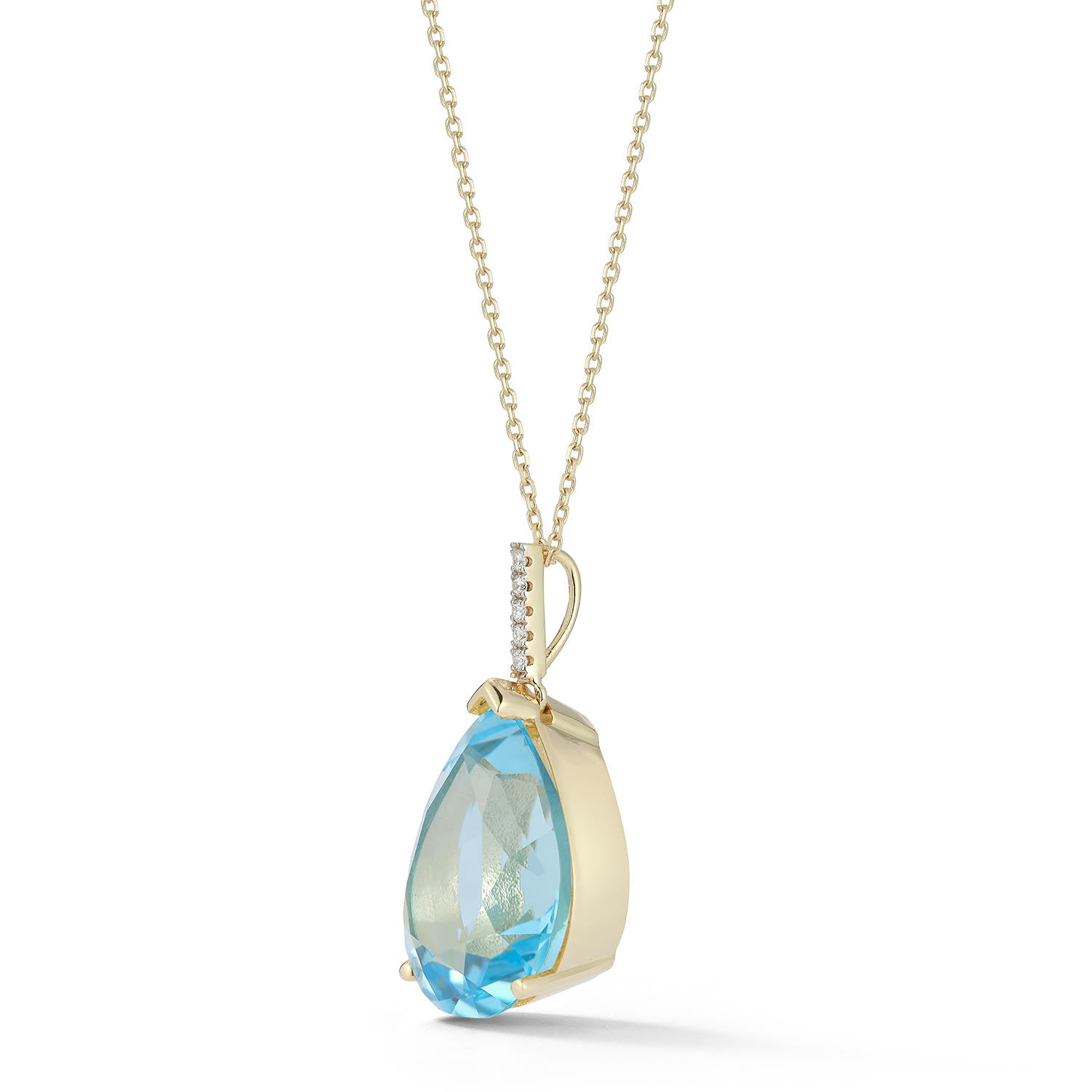 14kt Swiss Blue Topaz Pear Necklace — фото 4