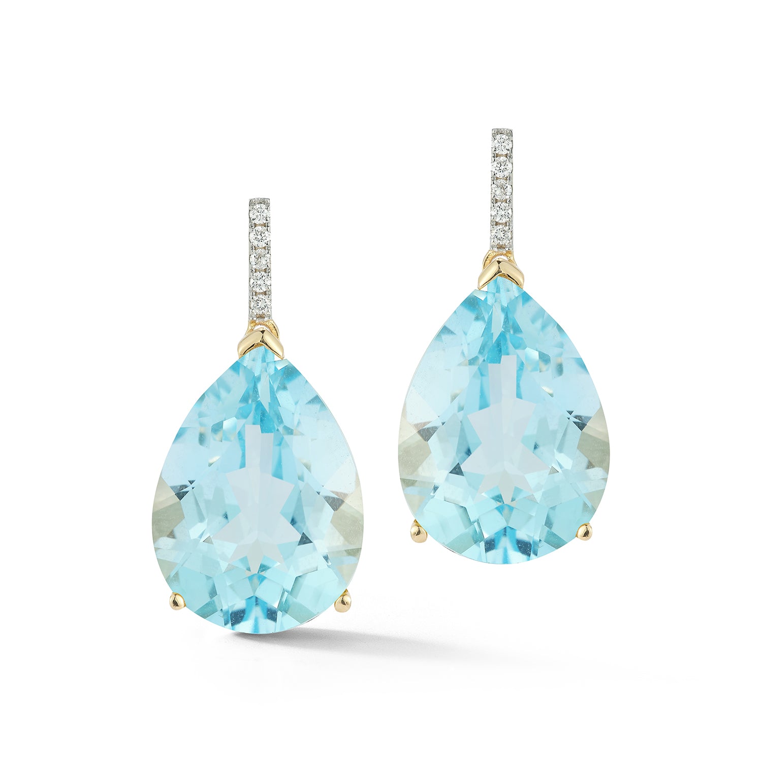 14kt Swiss Blue Topaz Pear drop earrings — фото 1
