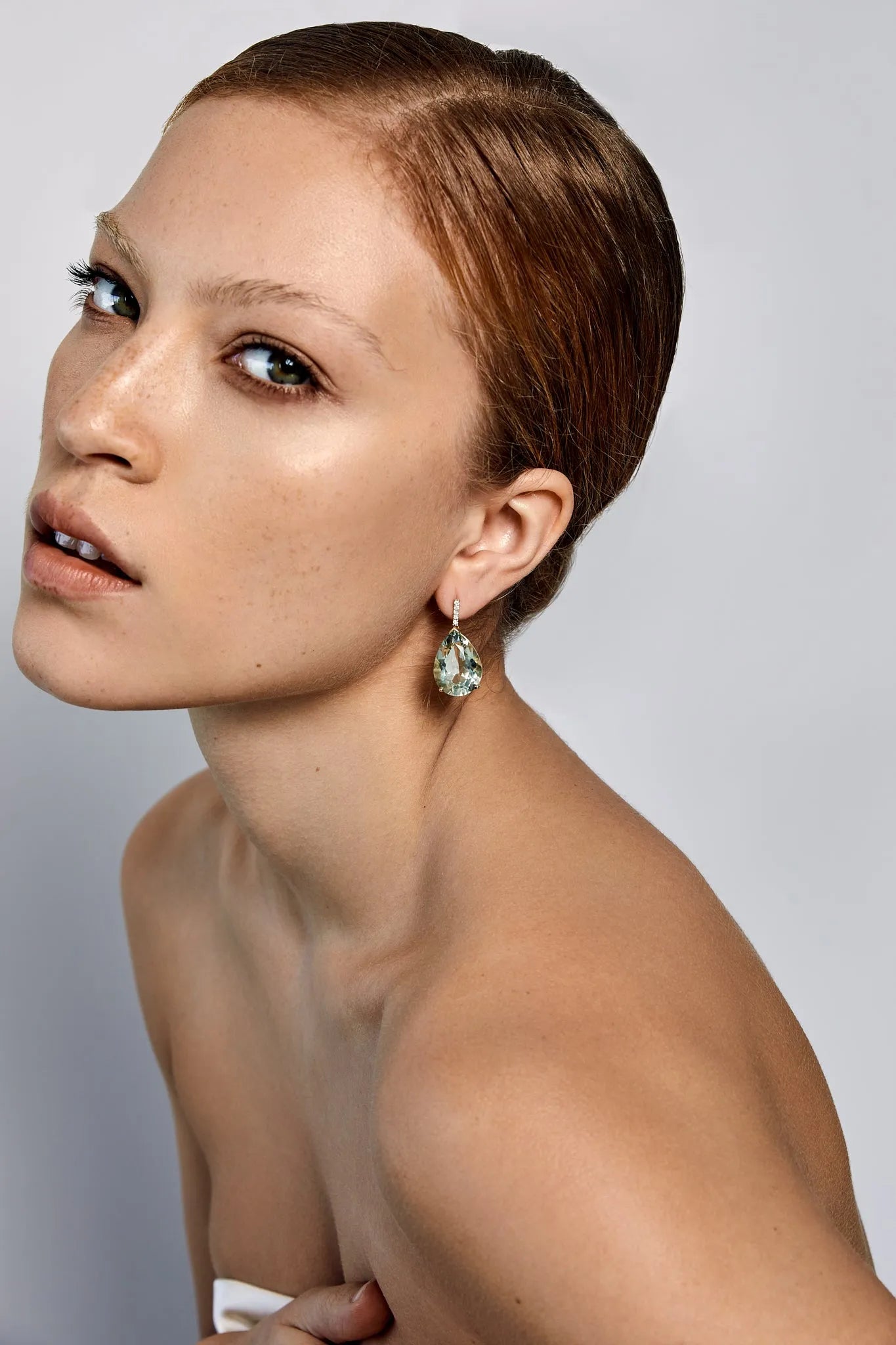14kt Green Amethyst Pear drop earrings — фото 2