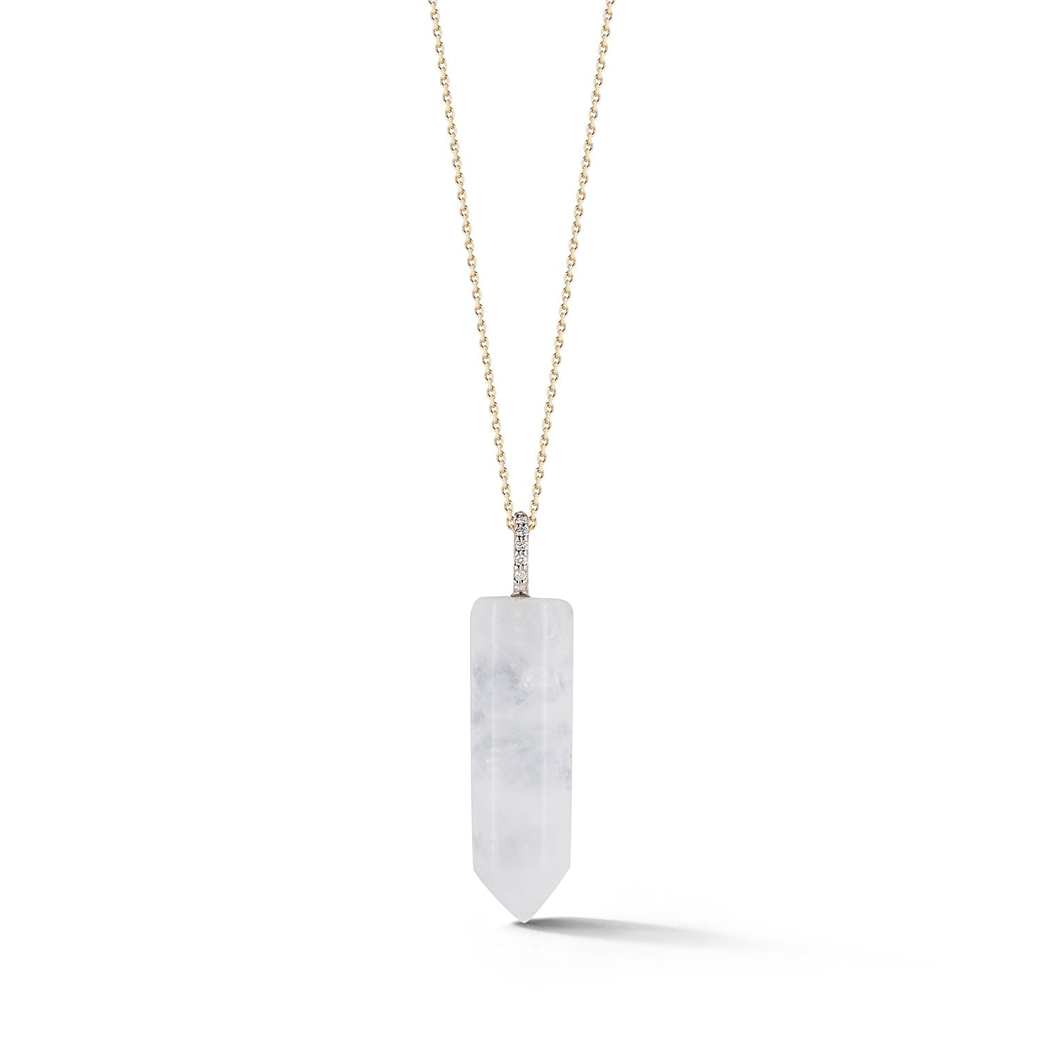 14kt Men's Diamond Healing Crystal Necklace
