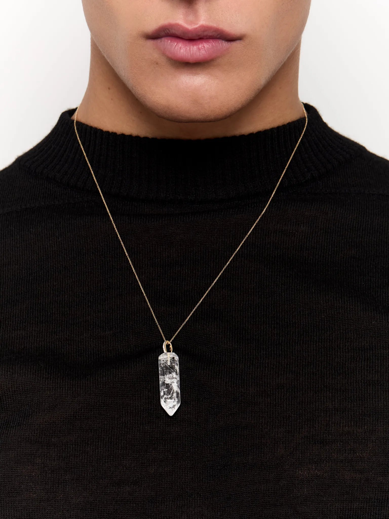 14kt Men's Diamond Healing Crystal Necklace — фото 3