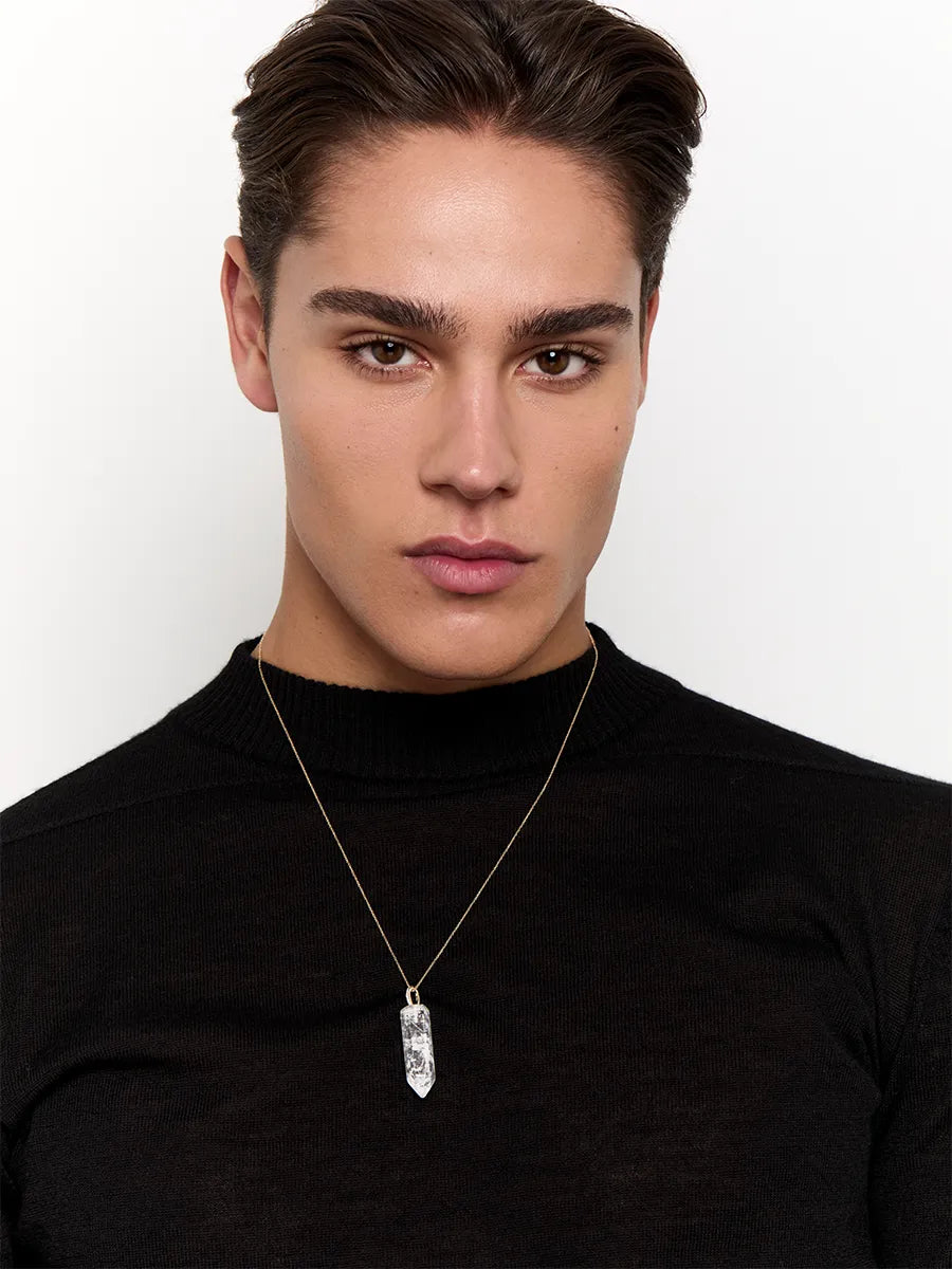 14kt Men's Diamond Healing Crystal Necklace — фото 4