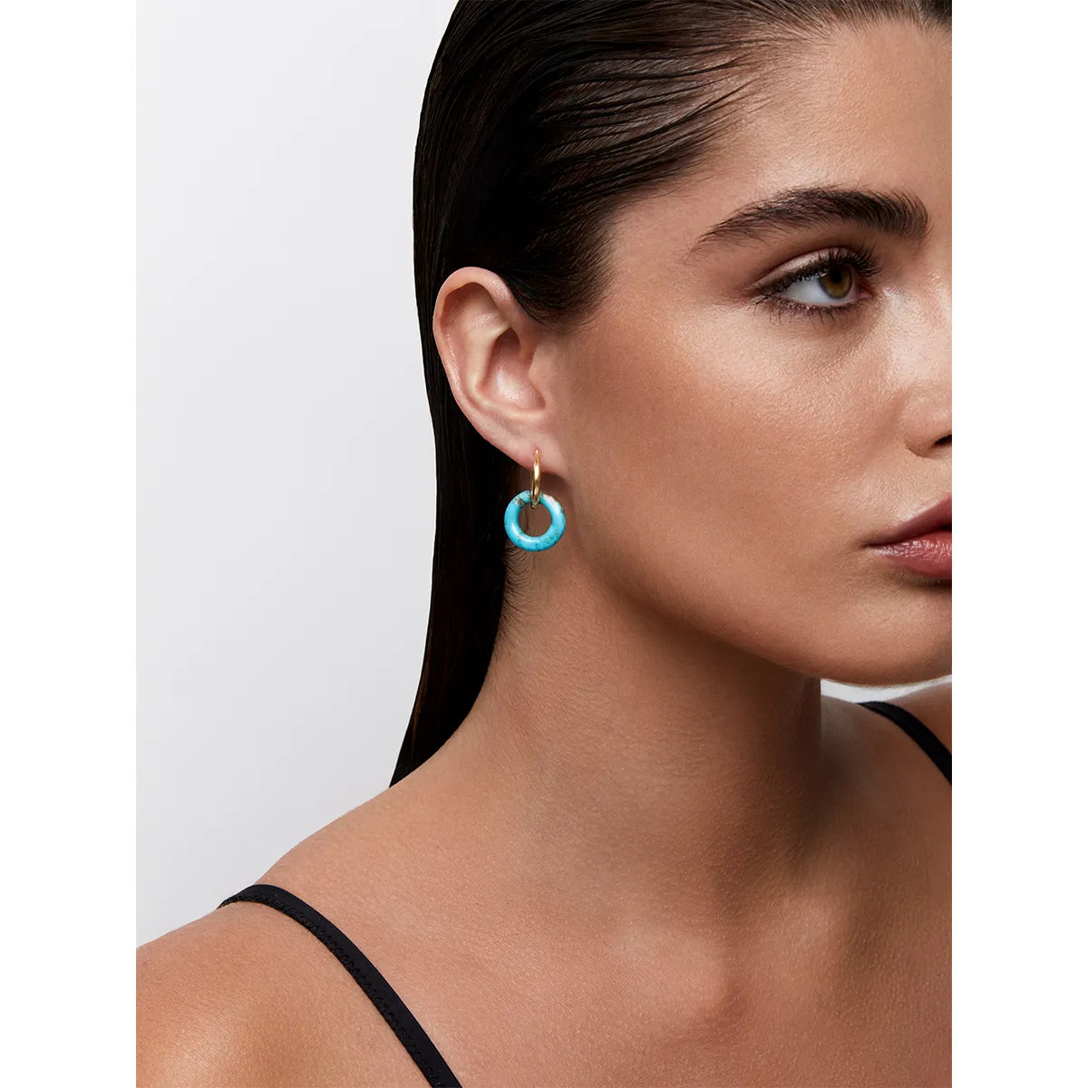14kt Turquoise Donut Hoops — фото 2