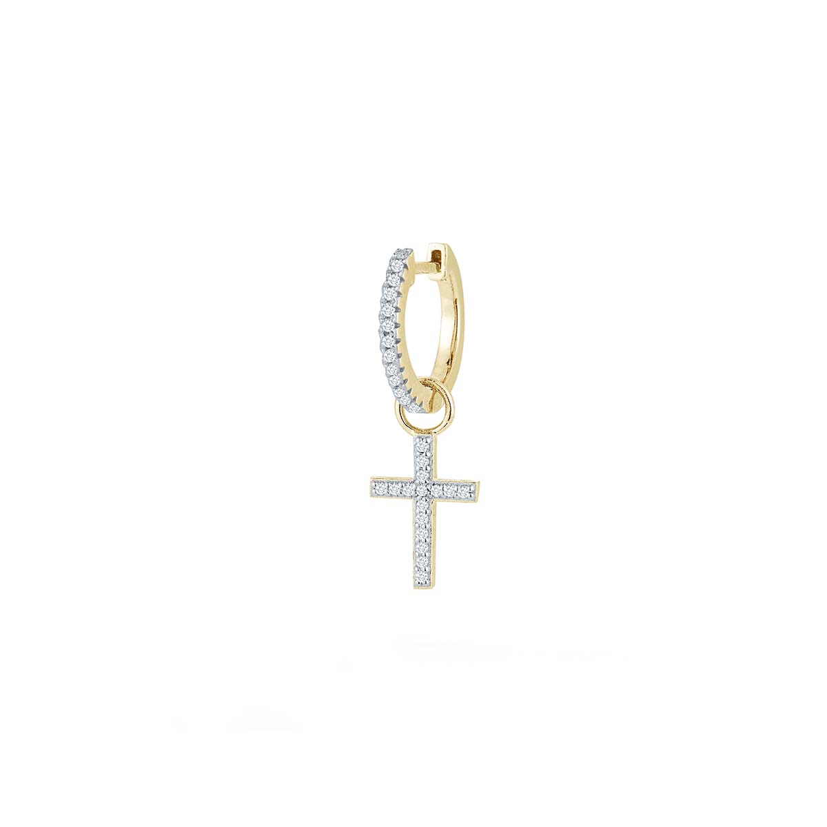 14kt Men's Single Diamond Huggie With Detachable Cross — фото 5