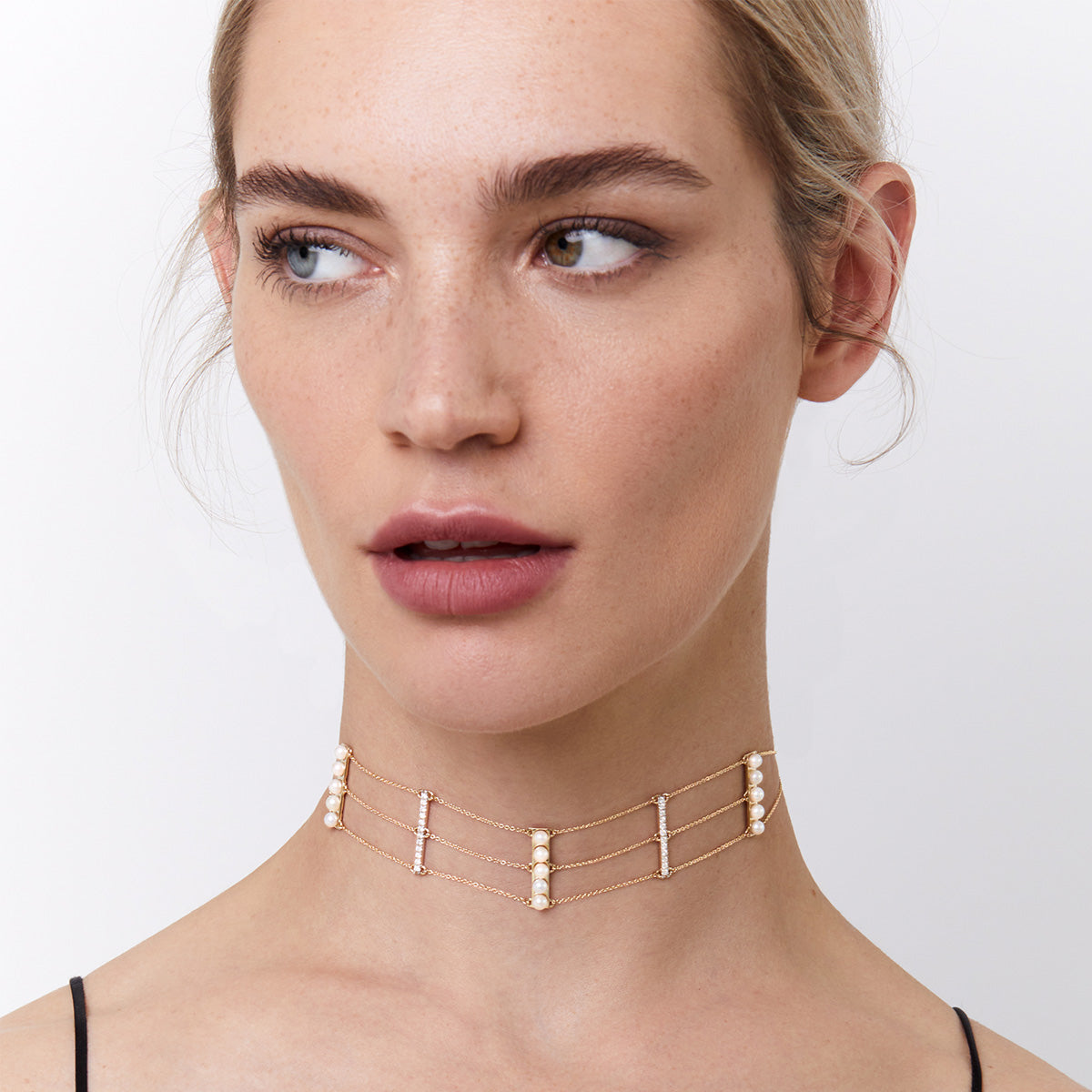 14kt Pearls and Diamond Chain choker — фото 2