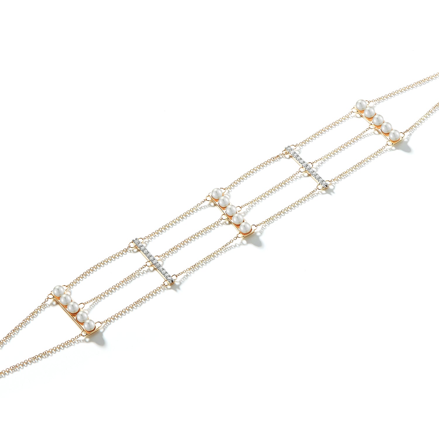 14kt Pearls and Diamond Chain choker — фото 5