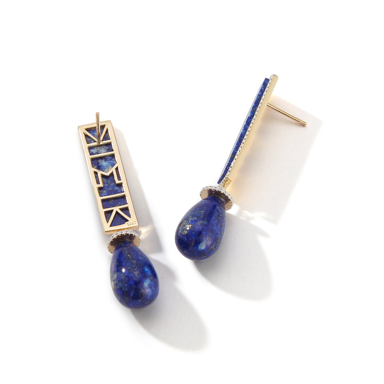 14kt Lapis Exclamation Earrings — фото 5