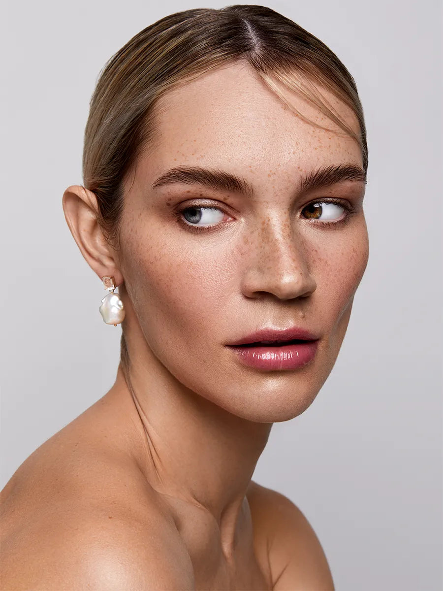 14kt Rose Quartz and Baroque Pearl Drop Earrings — фото 2
