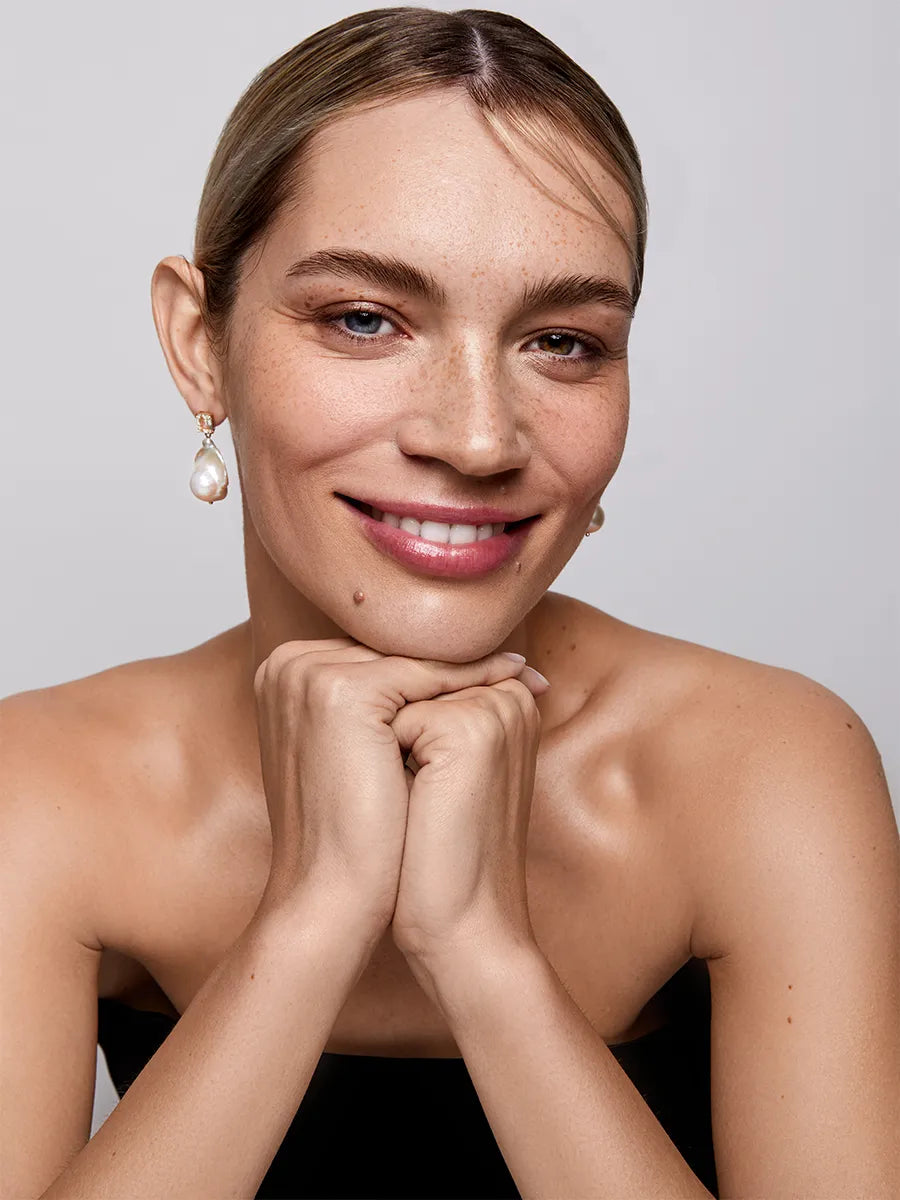 14kt Green Amethyst and Baroque Pearl Drop Earrings — фото 2