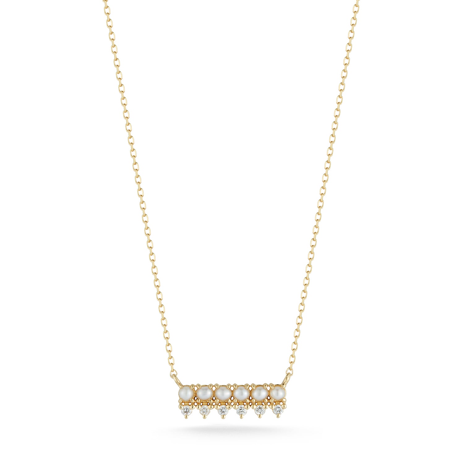 The Little Things Pearl and Diamond Horizontal Bar Necklace