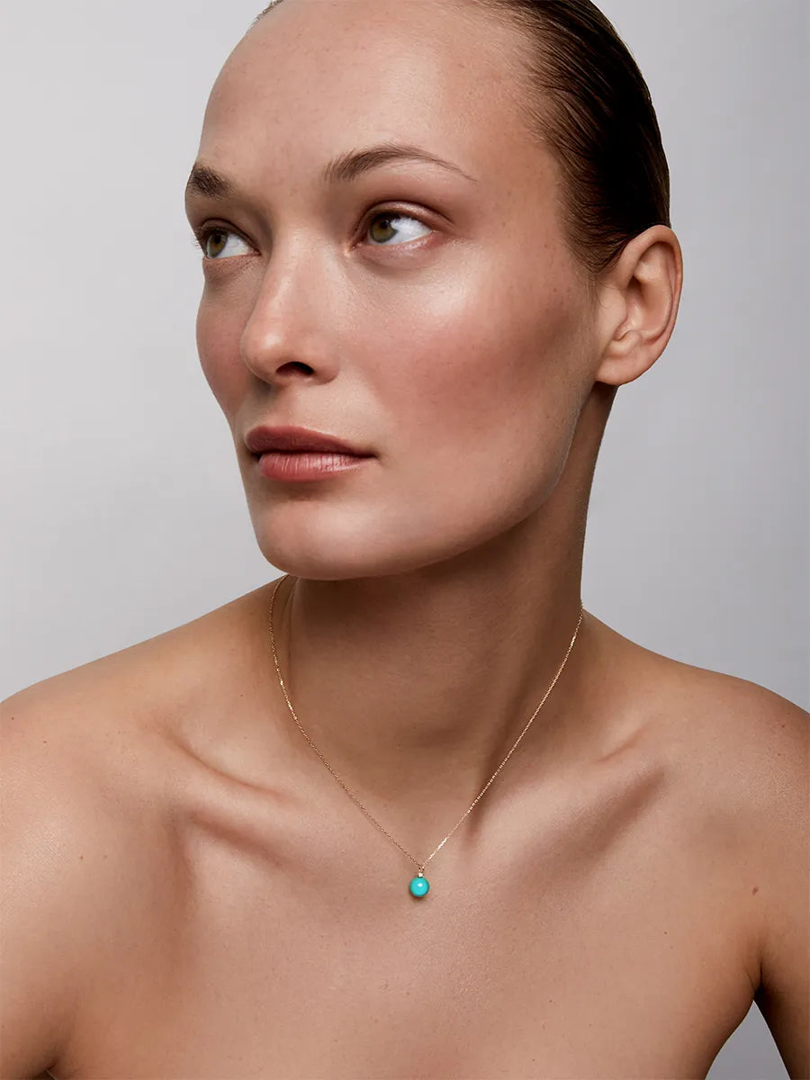 14kt Gold Turquoise and Diamond Dot Necklace — фото 2
