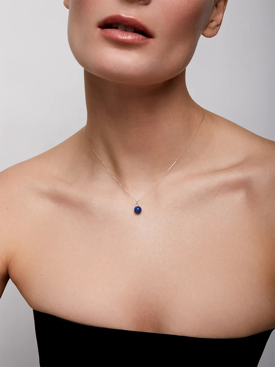 14kt Gold Lapis and Diamond Dot Necklace — фото 2