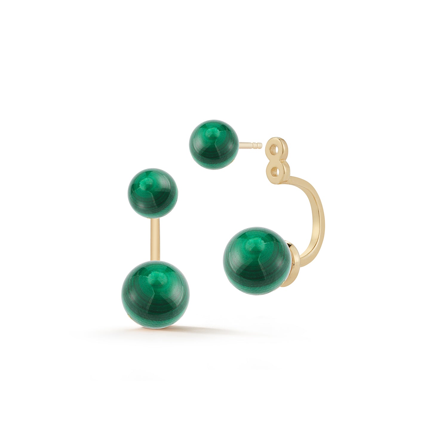 14kt Gold Malachite  Ear Jacket Earrings — фото 1