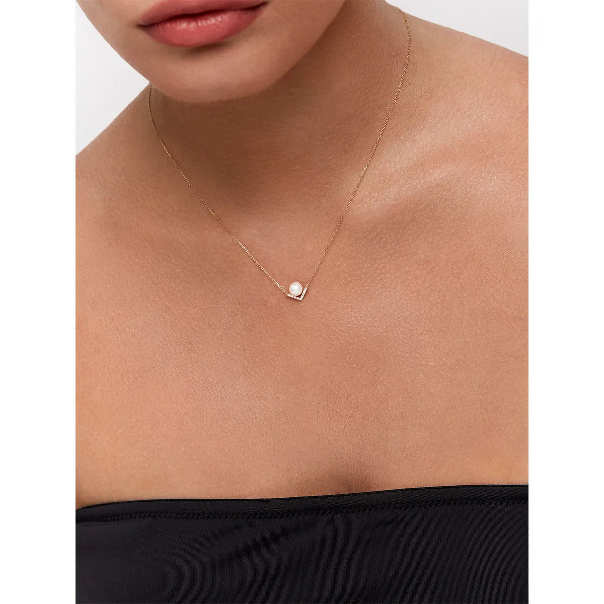 14kt Gold Right Angle Pearl Necklace — фото 2