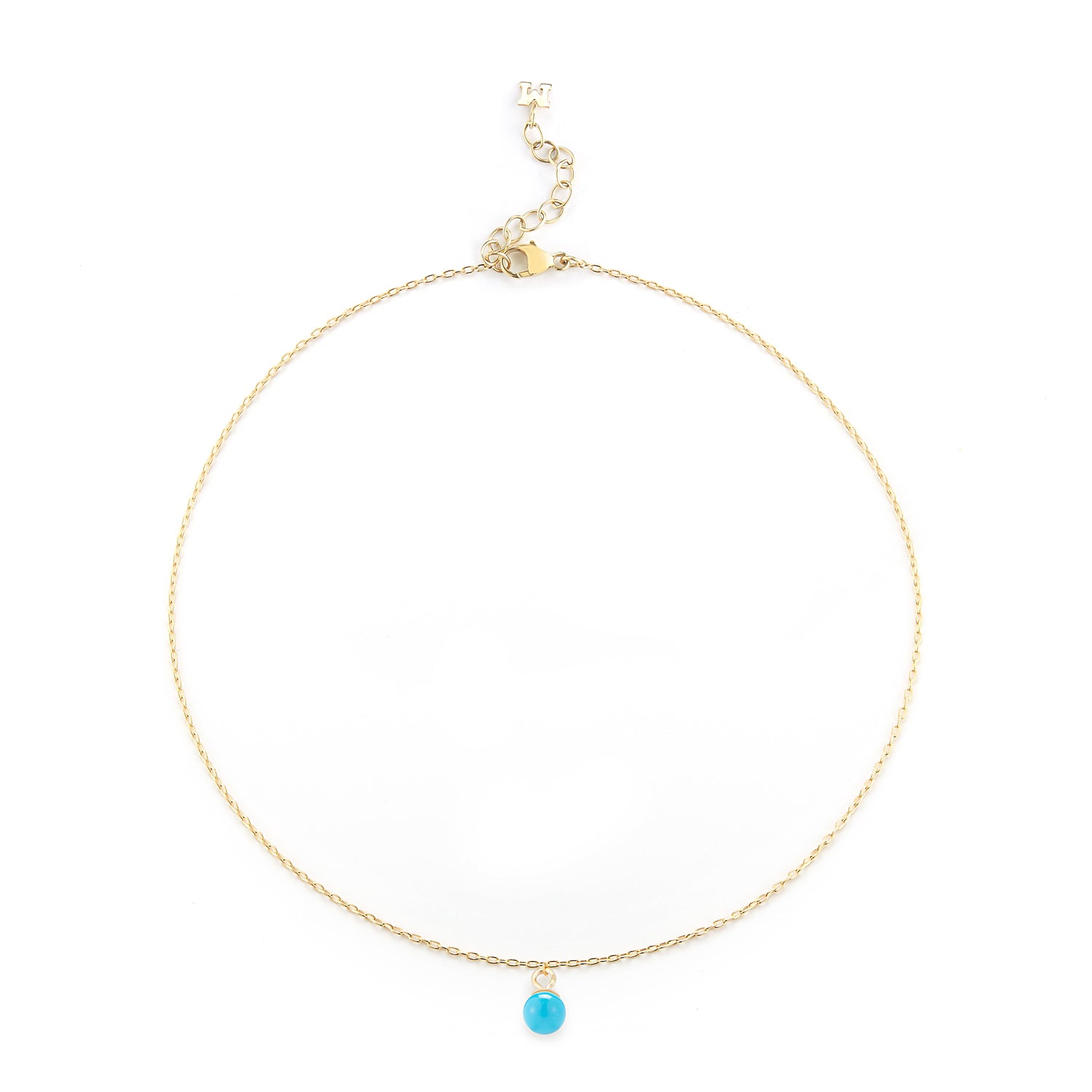 14kt Gold Uni Turquoise Chain Anklet — фото 1