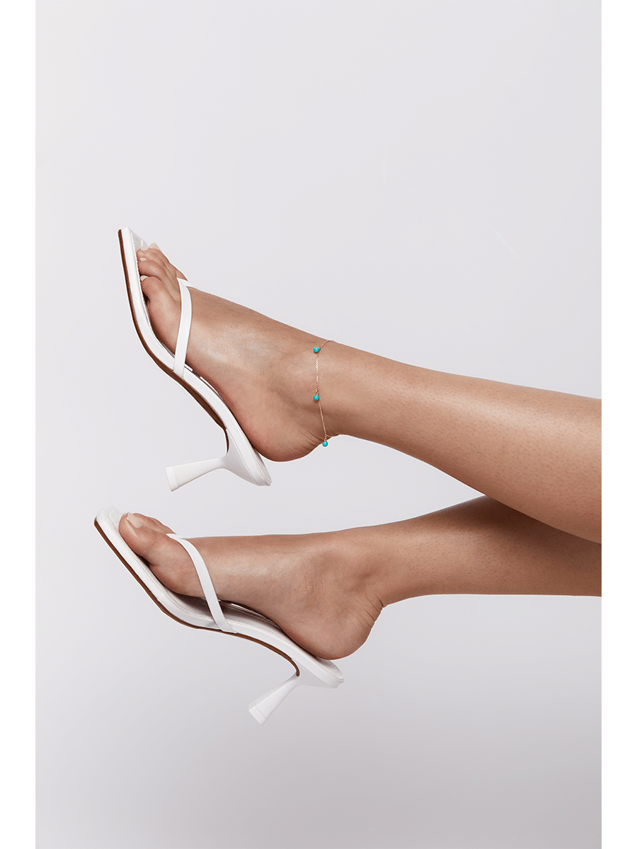 14kt Gold 5 Point Turquoise Anklet — фото 3