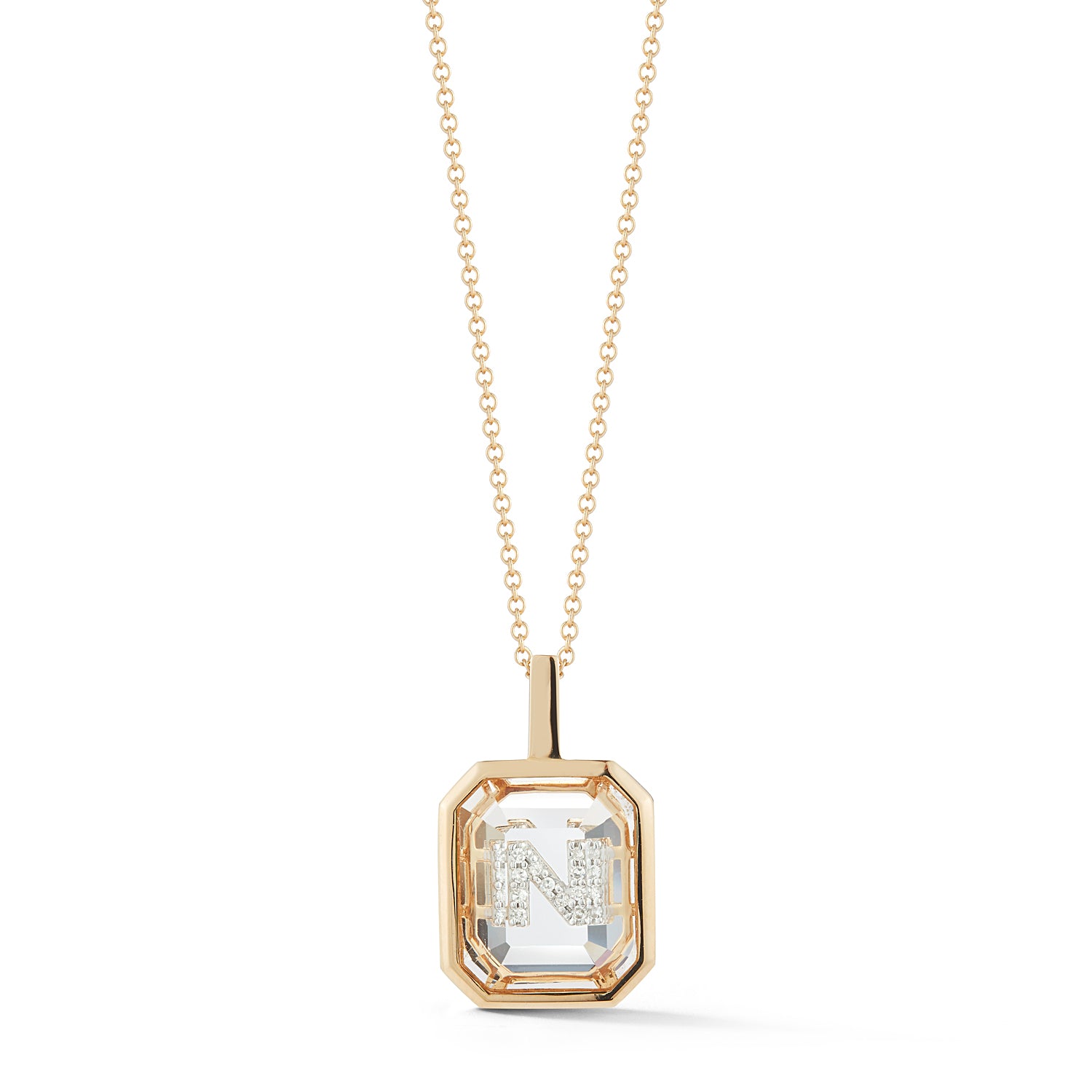 14kt Gold Frame Secret Initial Necklace