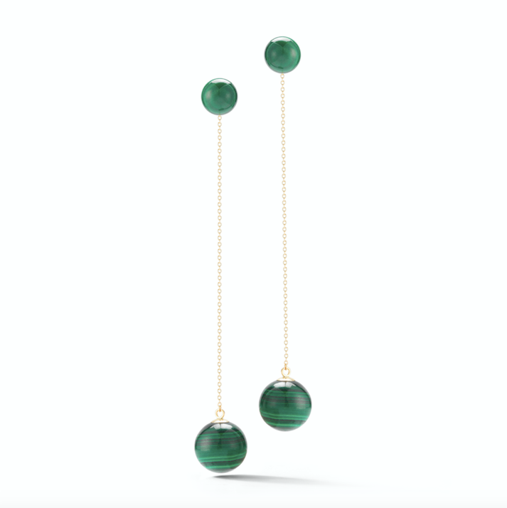 Malachite Ball Drop Earrings