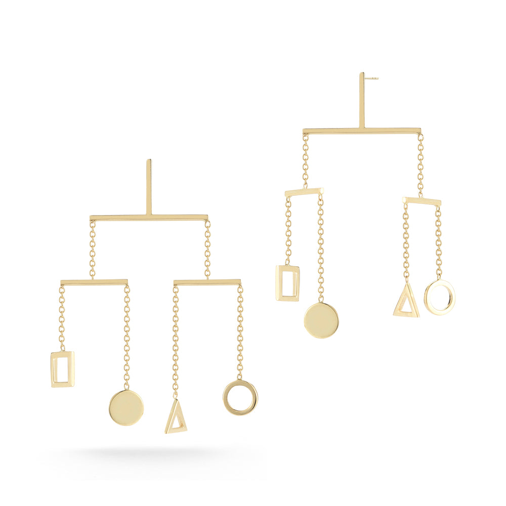 14kt Gold Kinetic Object Mobile Earrings