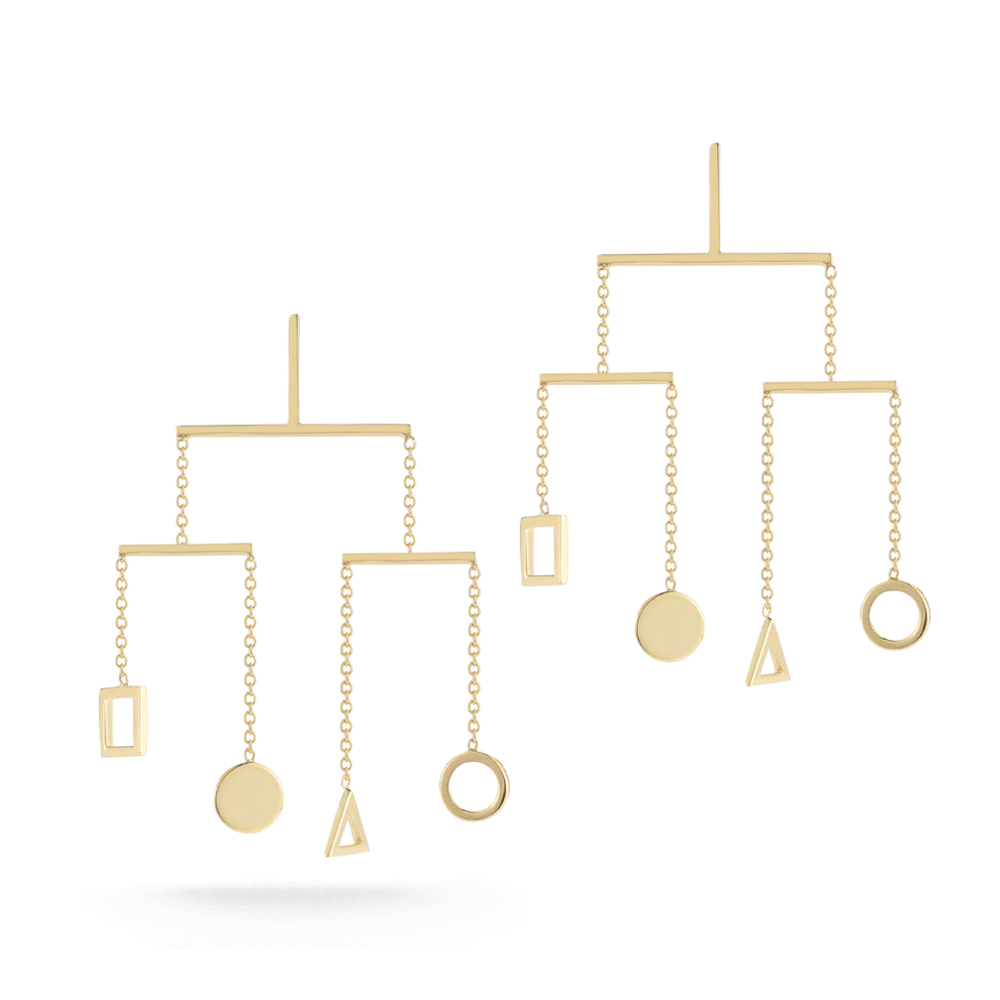 14kt Gold Kinetic Object Mobile Earrings — фото 3