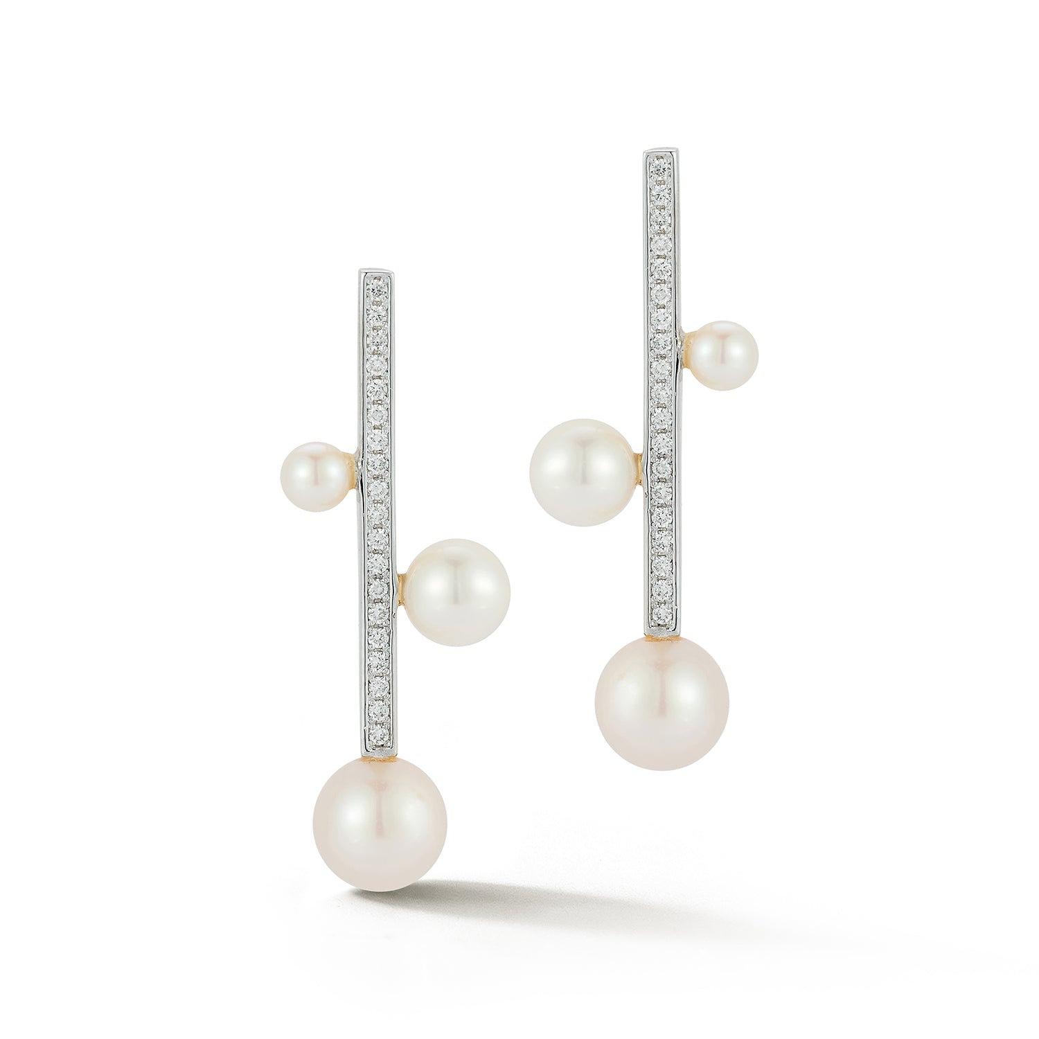 Diamond Bar Trio Pearl Earring — фото 4