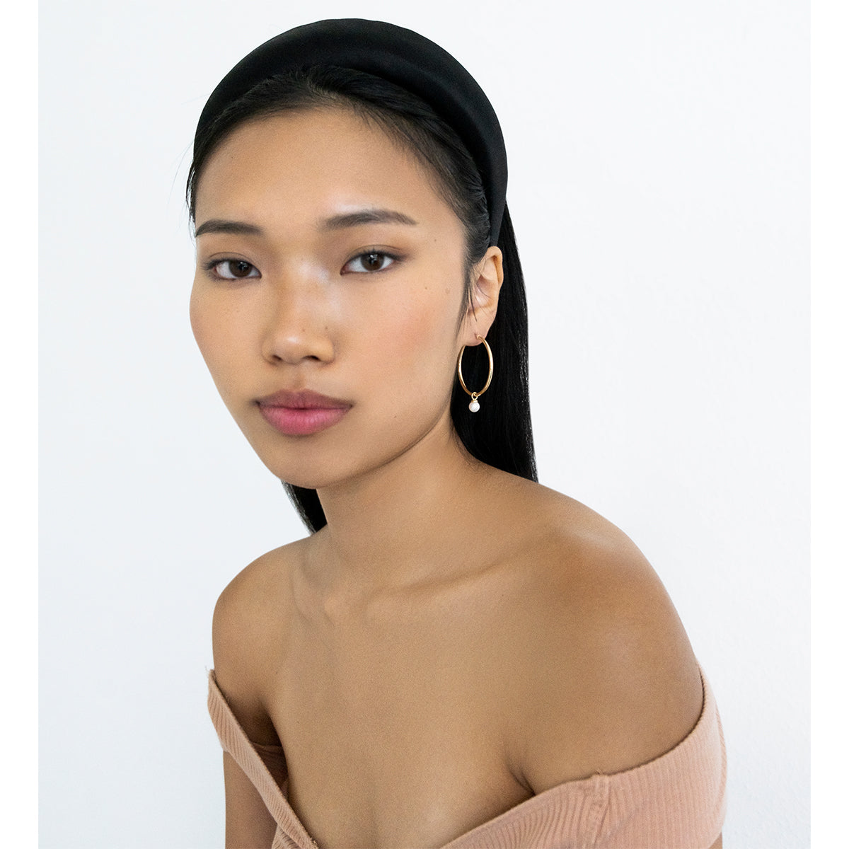 14kt Gold Large Detachable Pearl Hoops - 35mm — фото 2