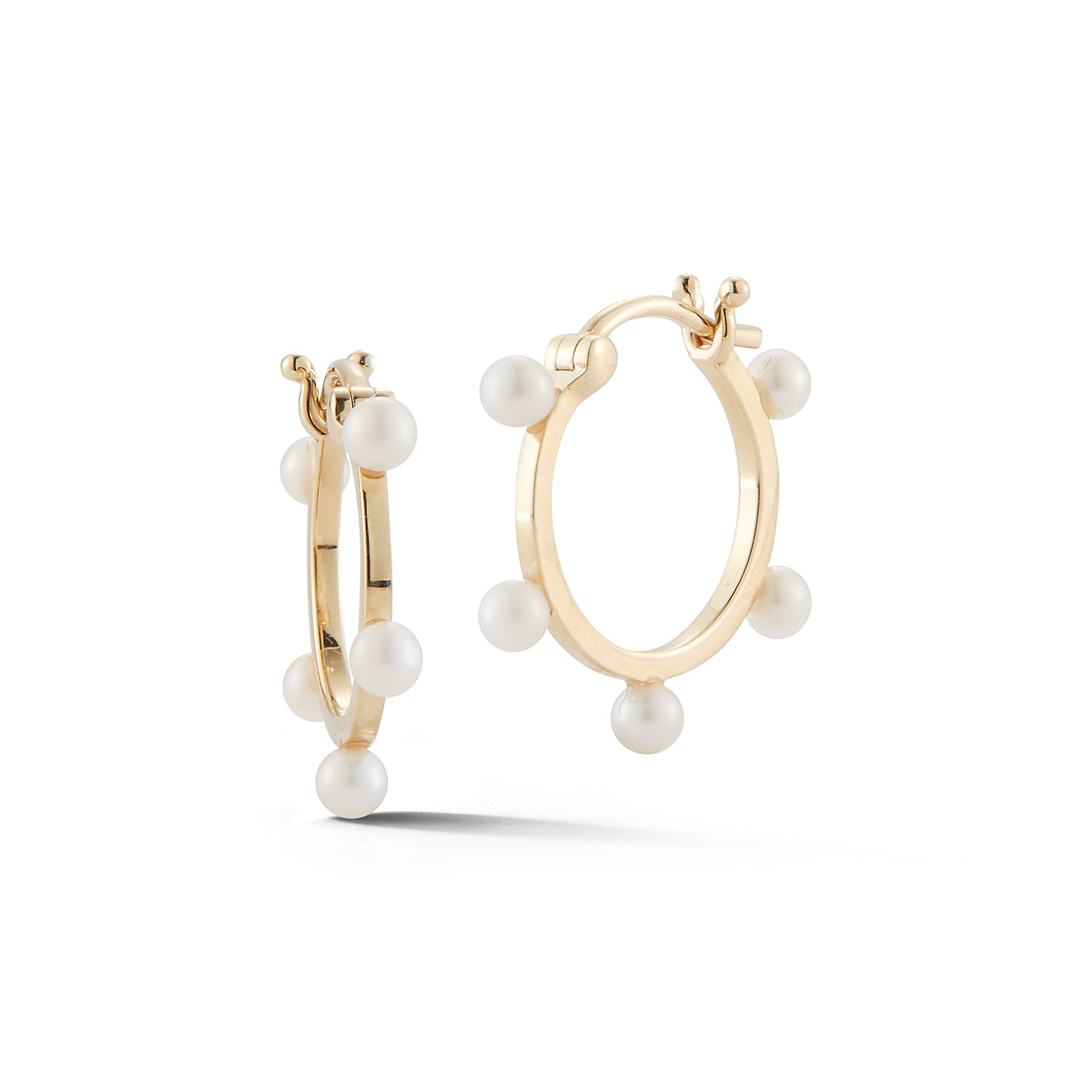 14kt Small Pearl Dot Hoops — фото 1