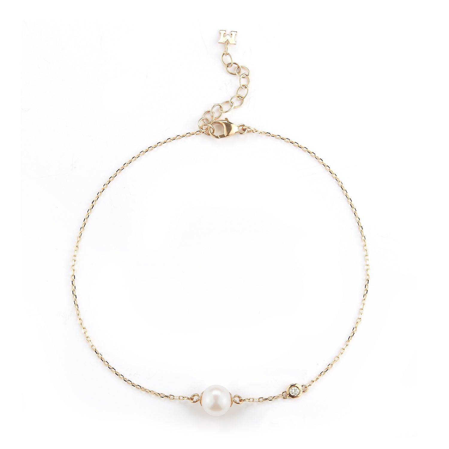 14kt Gold Pearl and Diamond Dot Bracelet — фото 2
