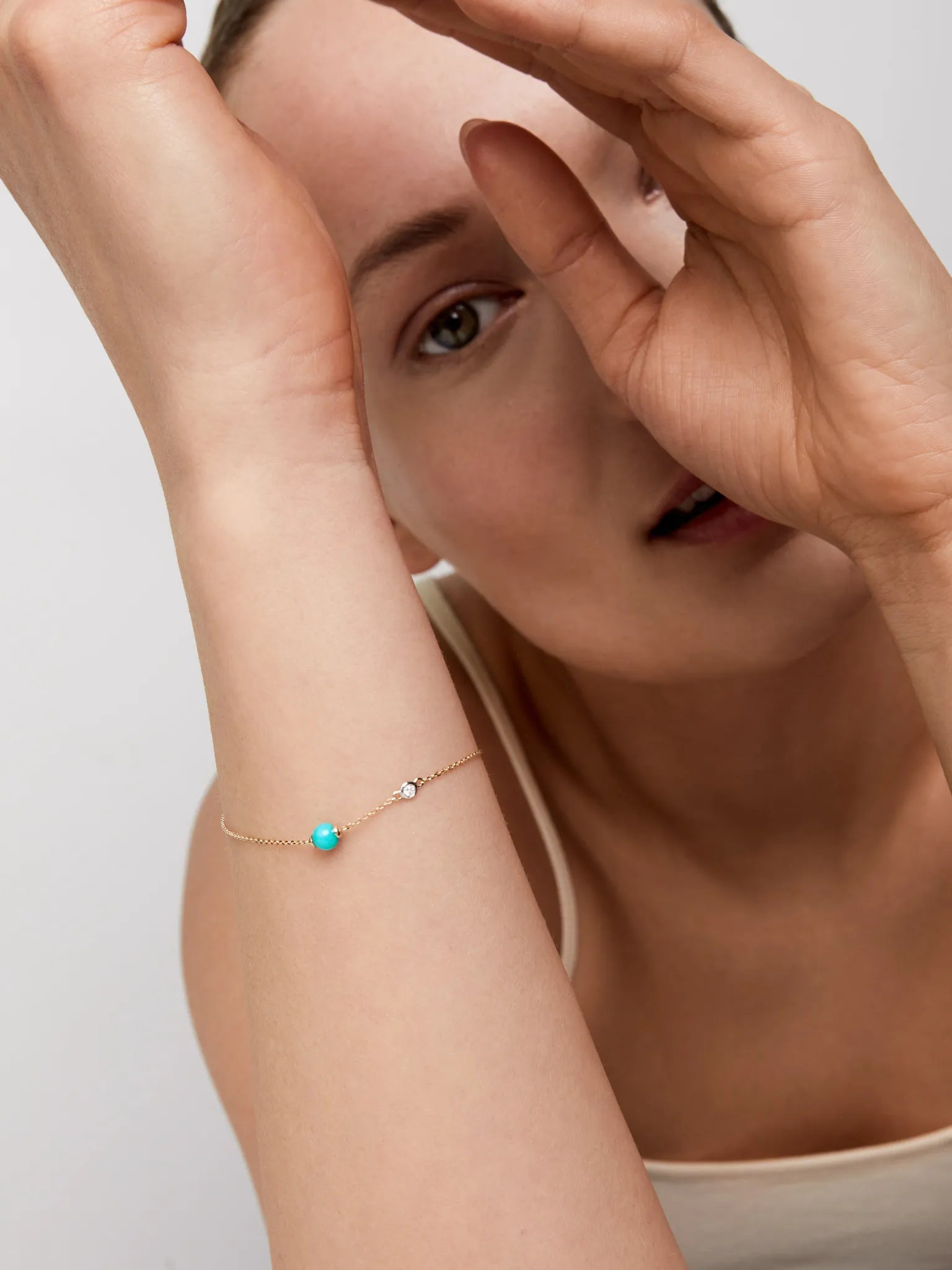 14kt Gold Turquoise and Diamond Dot Bracelet — фото 2