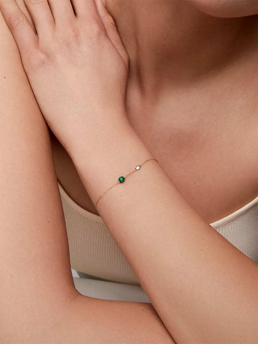 14kt Gold Malachite and Diamond Dot Bracelet — фото 2