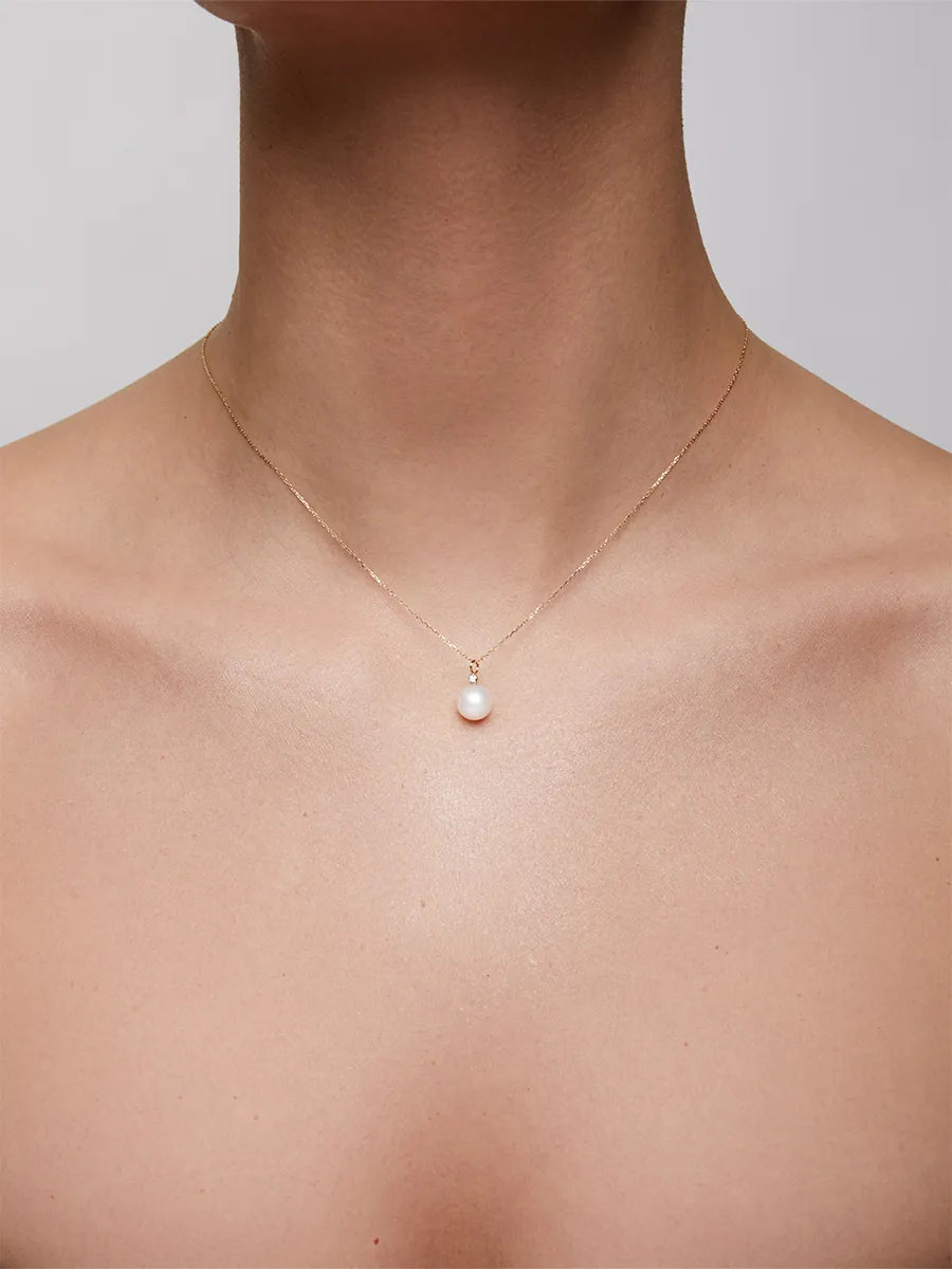 14kt Gold Pearl and Diamond Dot Necklace — фото 3