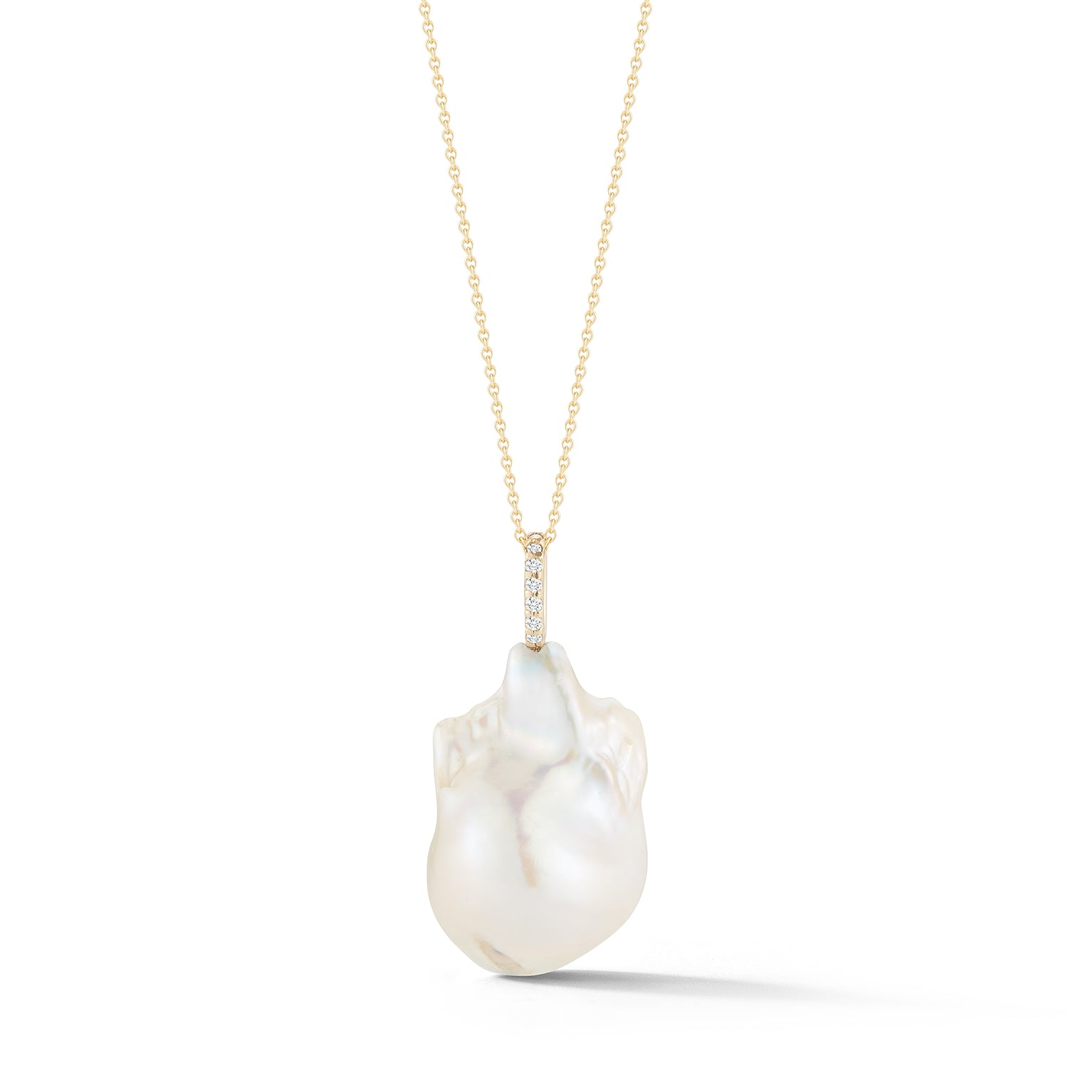 14kt Gold and Diamonds Baroque Pearl Necklace