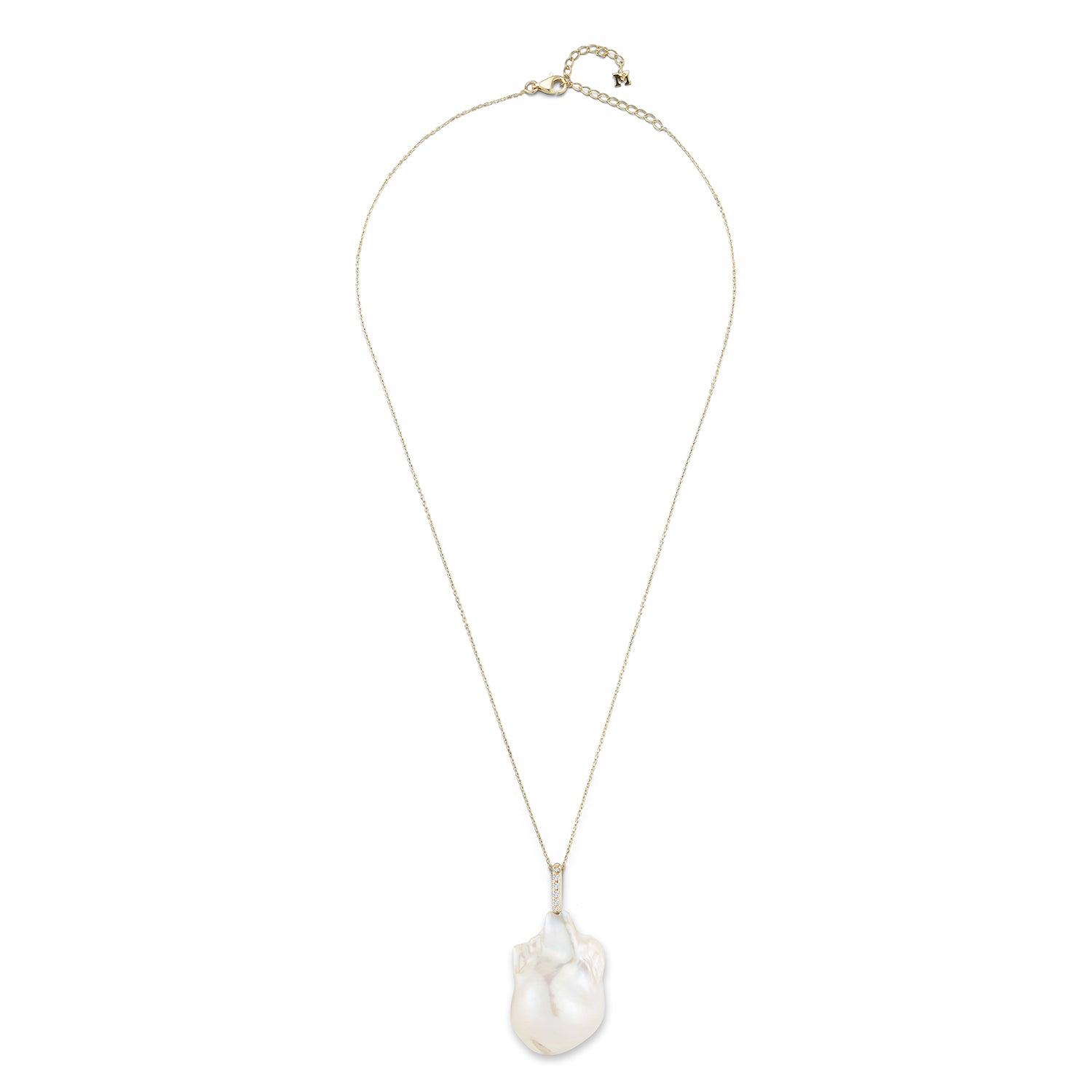 14kt Gold and Diamonds Baroque Pearl Necklace — фото 3